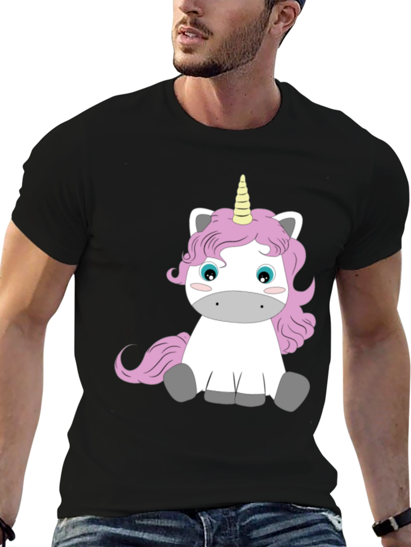 Black Unicorn Graphic Tee - Black Cotton Blend view 6