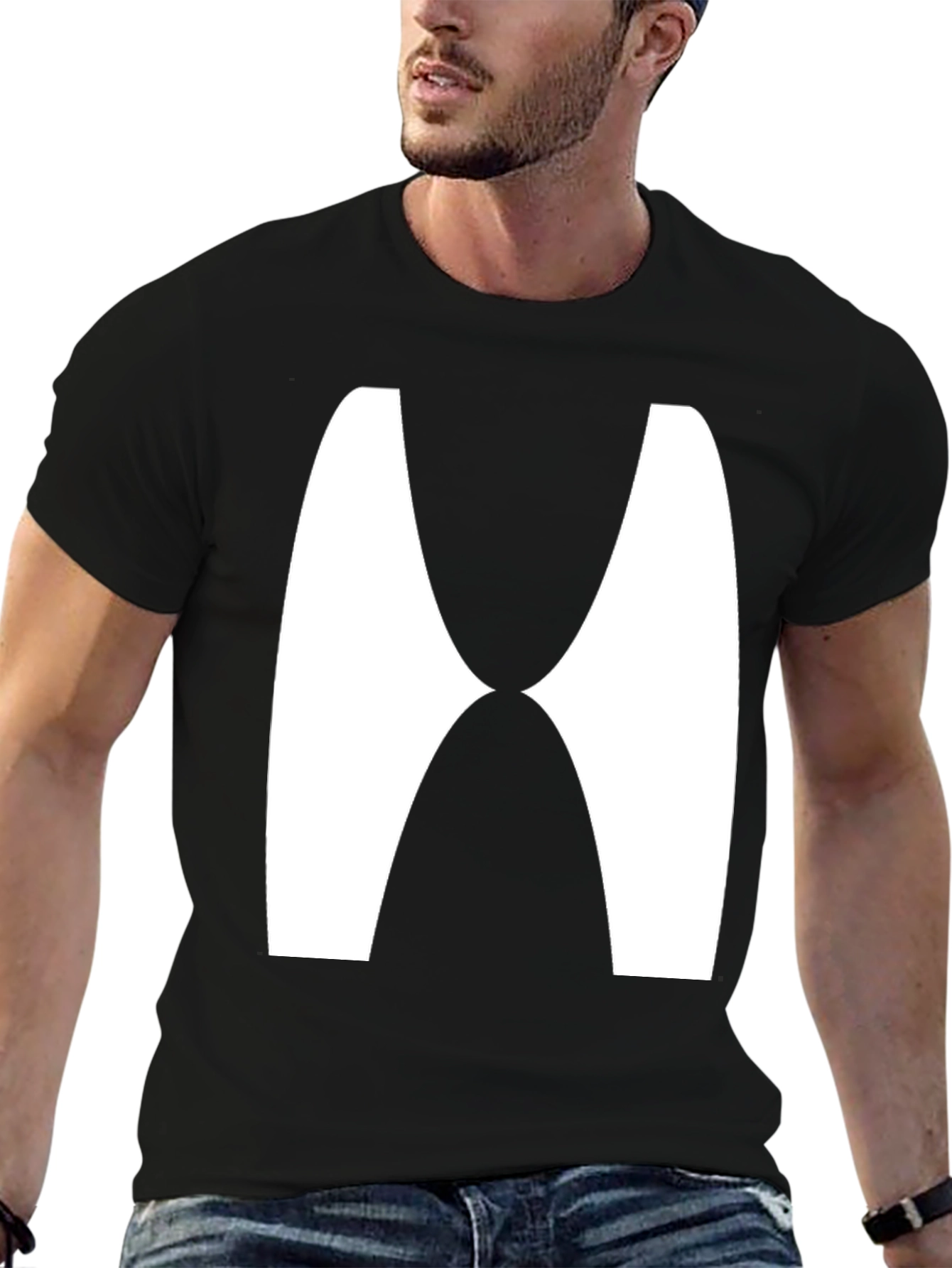 Black Abstract Graphic Tee - Modern Black T-Shirt view 6