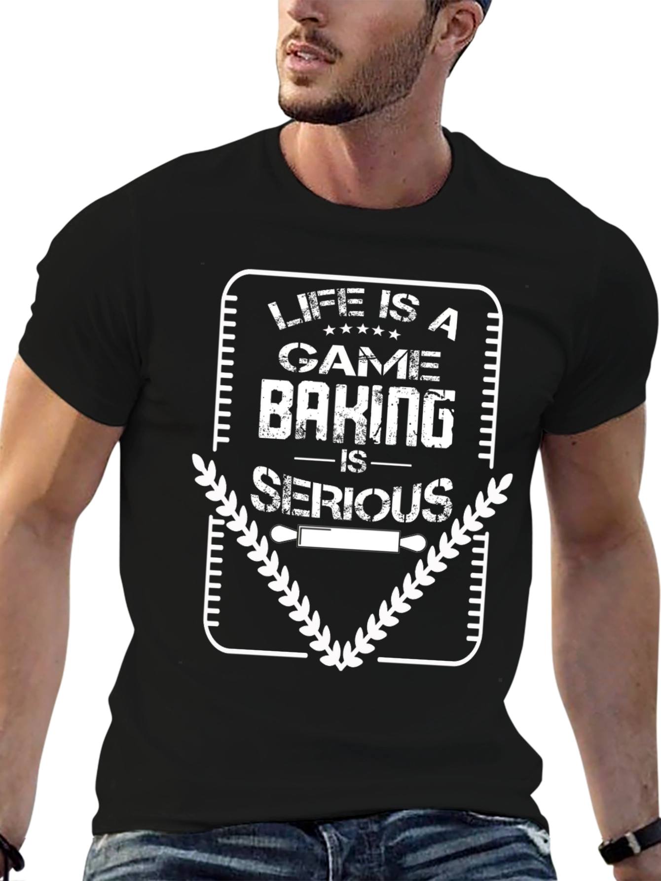 Black Baking is Serious T-Shirt - Funny Baker Gift view 6