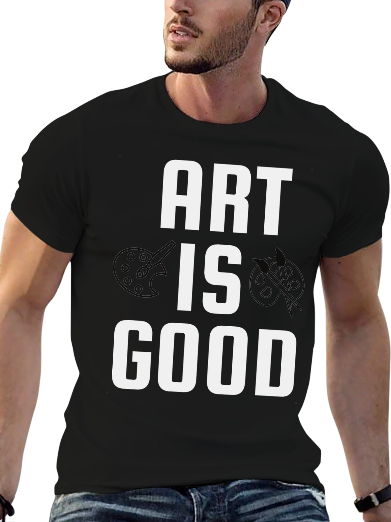 Black Art Is Good Men's Black Graphic Tee view 6