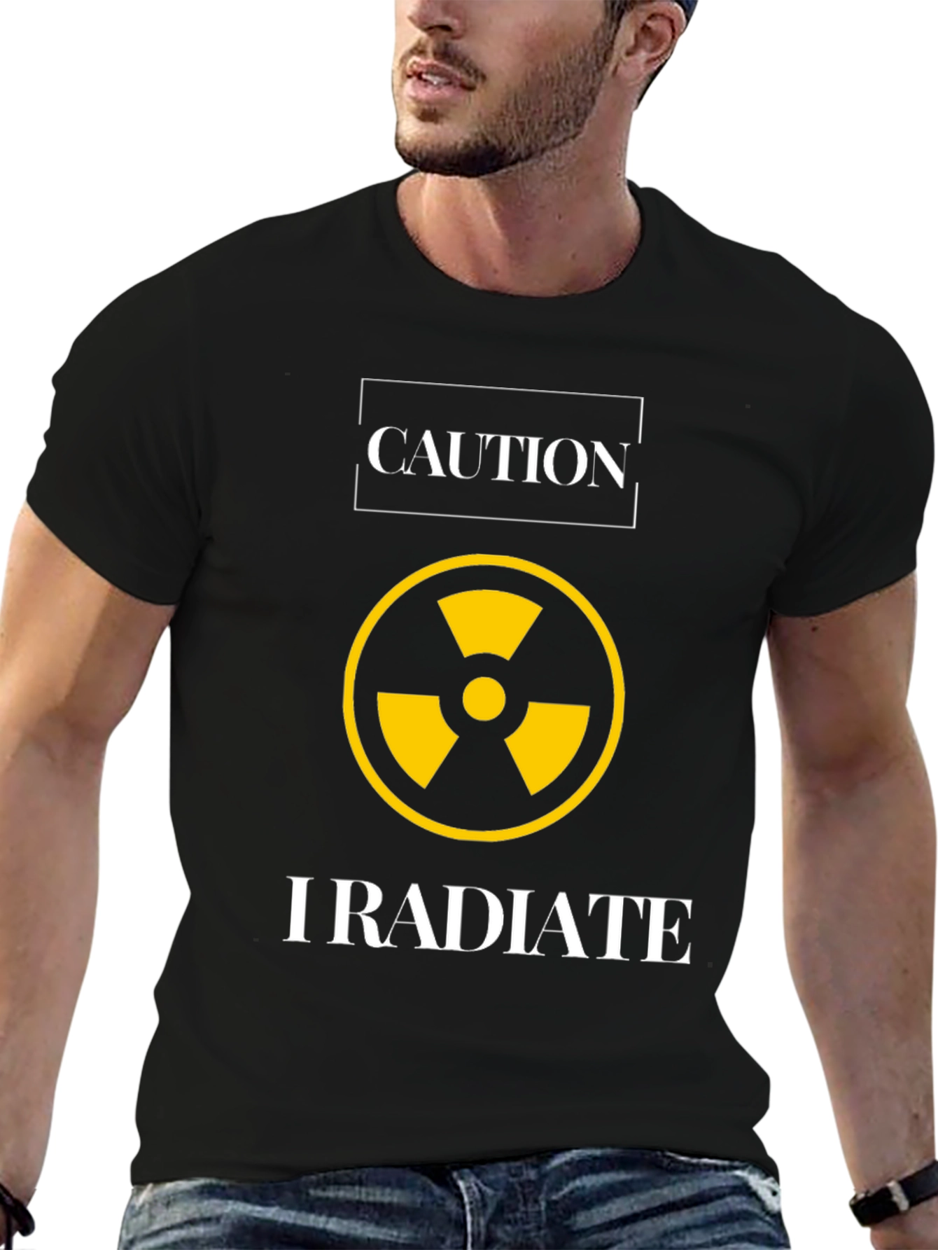 Black Caution I Radiate Graphic Tee view 6