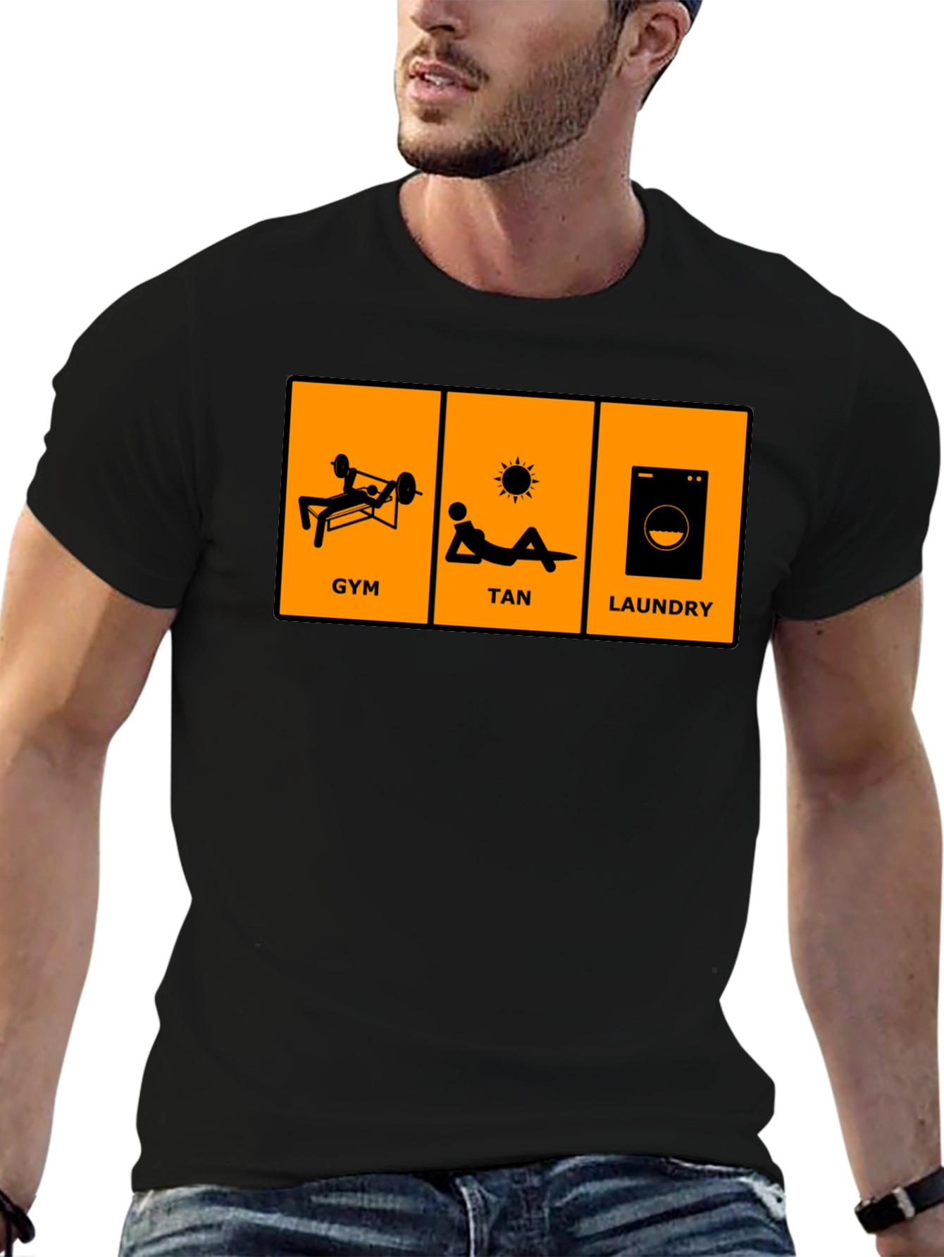 Black Gym, Tan, Laundry Graphic T-Shirt view 6