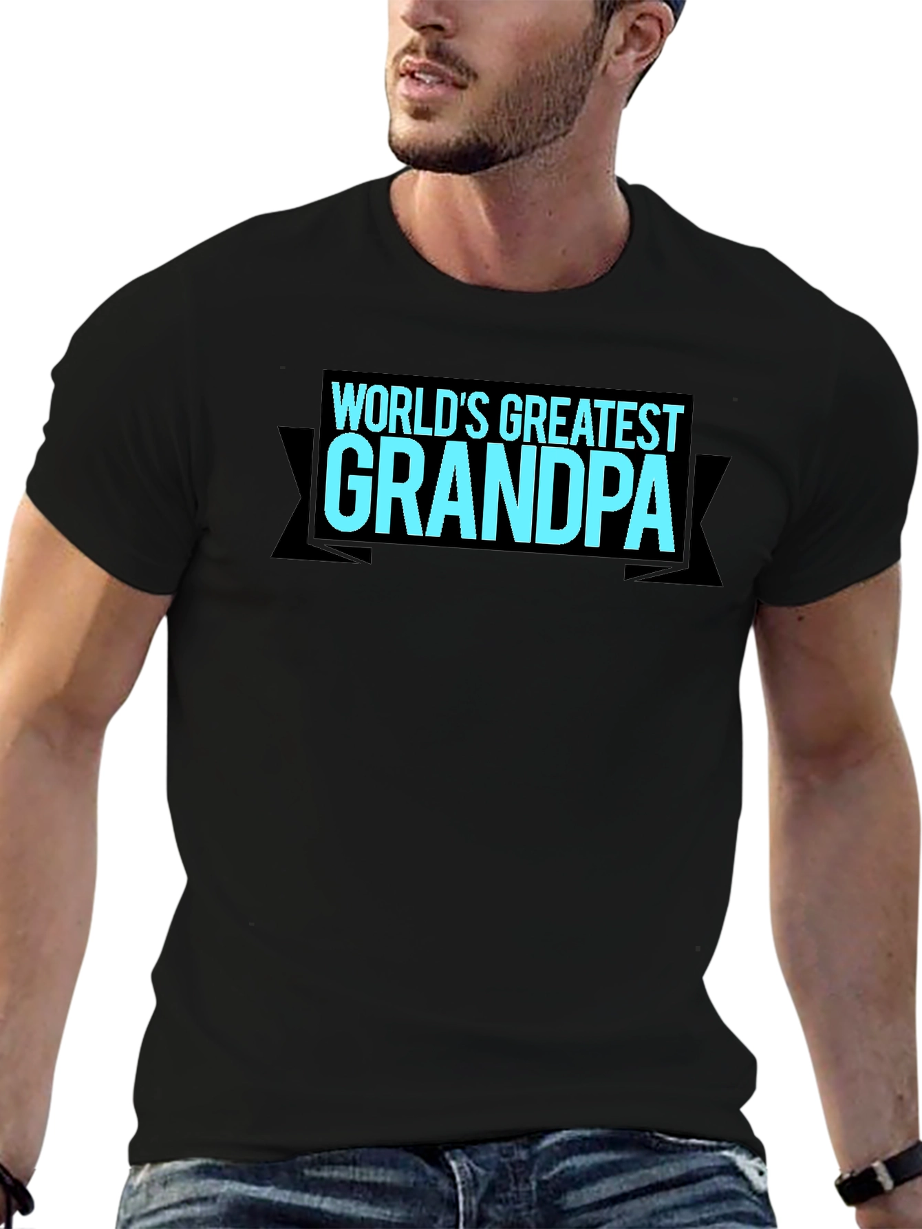 Black World's Greatest Grandpa T-Shirt - Black view 6