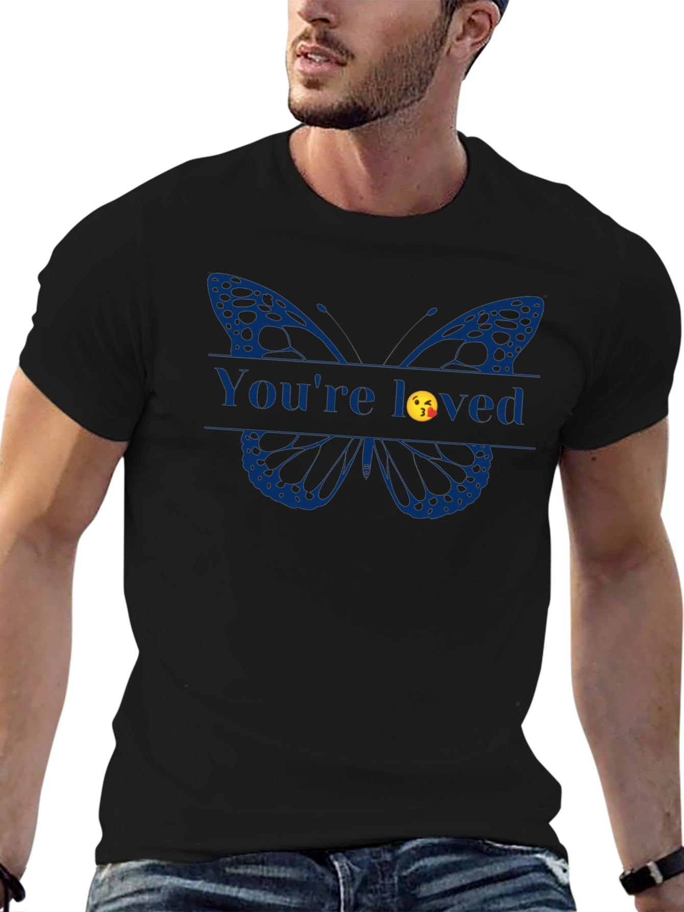 Black You're Loved Butterfly Graphic Tee - Black view 6