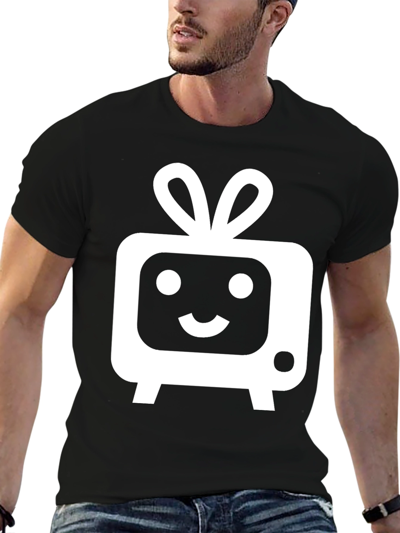 Black Cute TV Character Graphic Tee - Soft Black Cotton Blend view 6