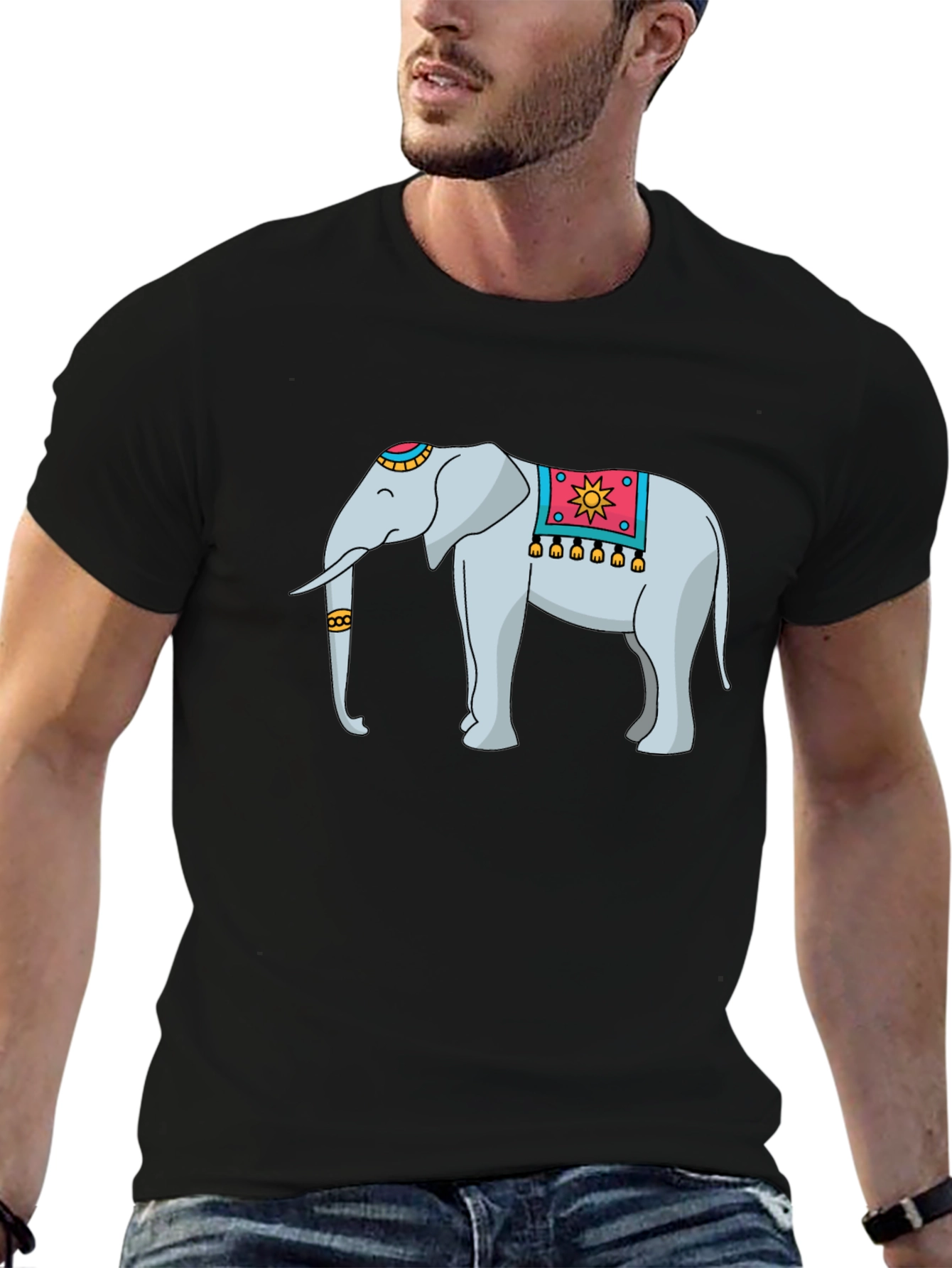 Black Elephant Graphic Tee - Black Cotton Blend view 6