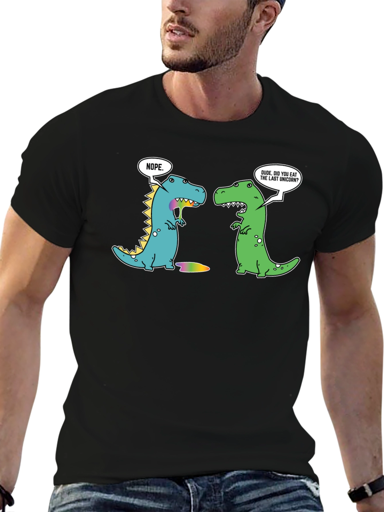 Black Dinosaur Unicorn T-Shirt - Funny Graphic Tee view 6