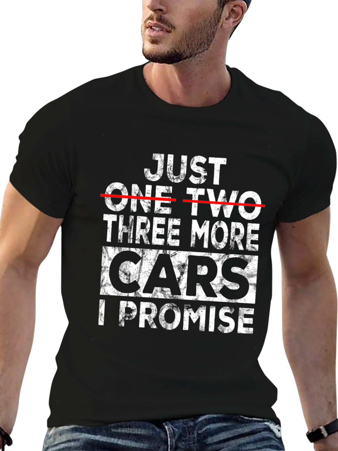 Black Just One, Two, Three More Cars I Promise Black T-Shirt view 6