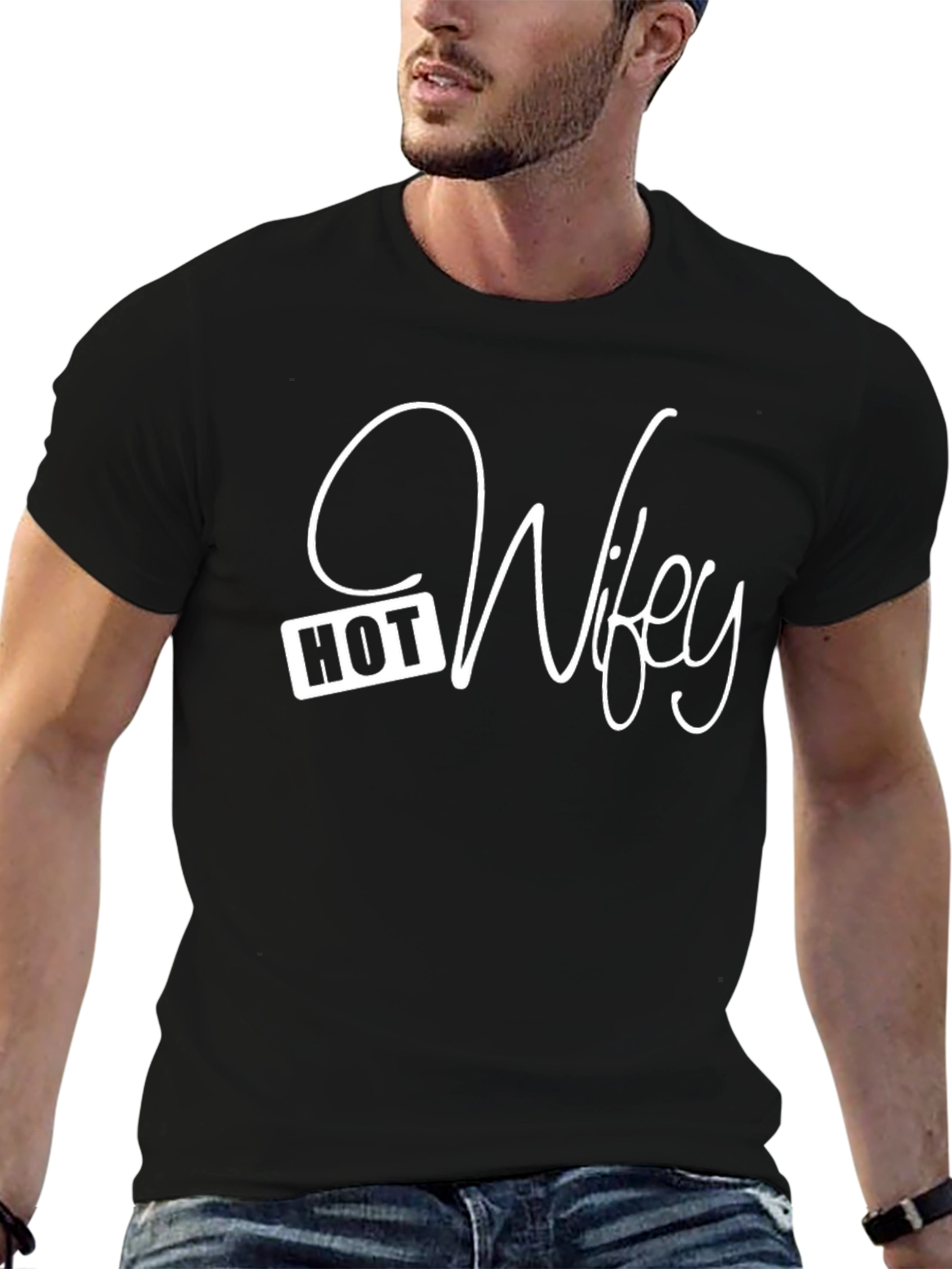Black Hot Wifey Graphic T-Shirt - Black view 6