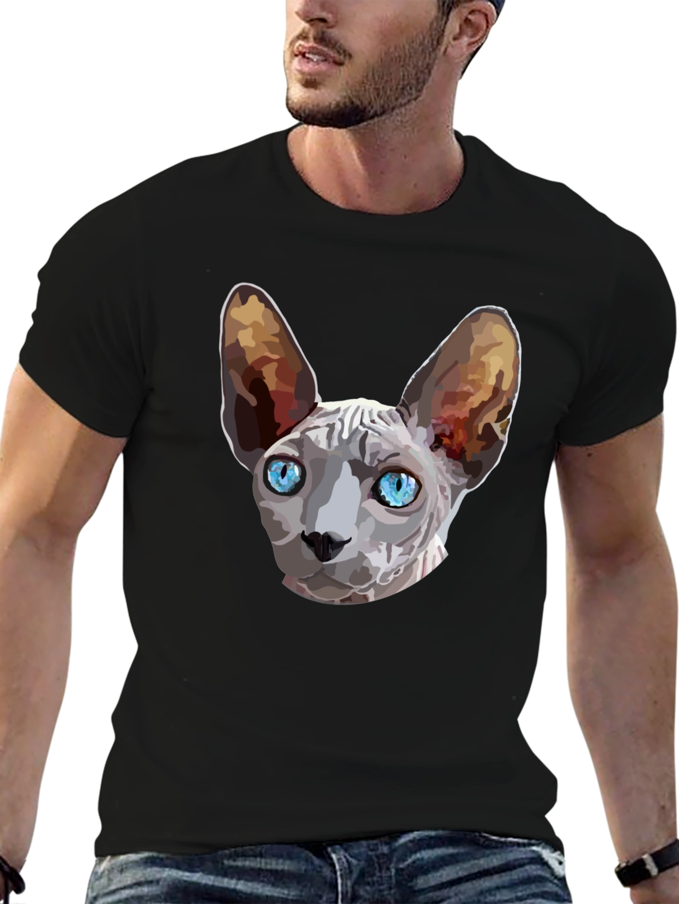 Black Sphynx Cat Graphic T-Shirt - Unique Design Tee view 6