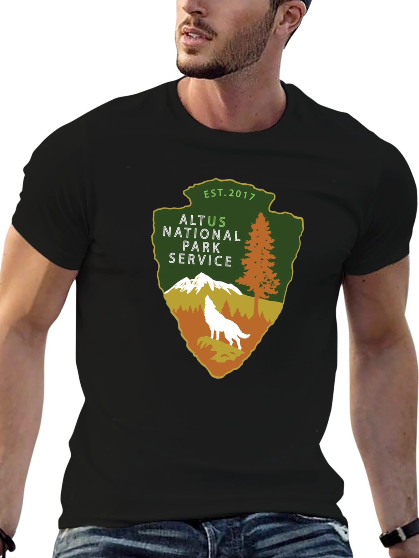 Black Altus National Park Service Arrowhead T-Shirt view 6