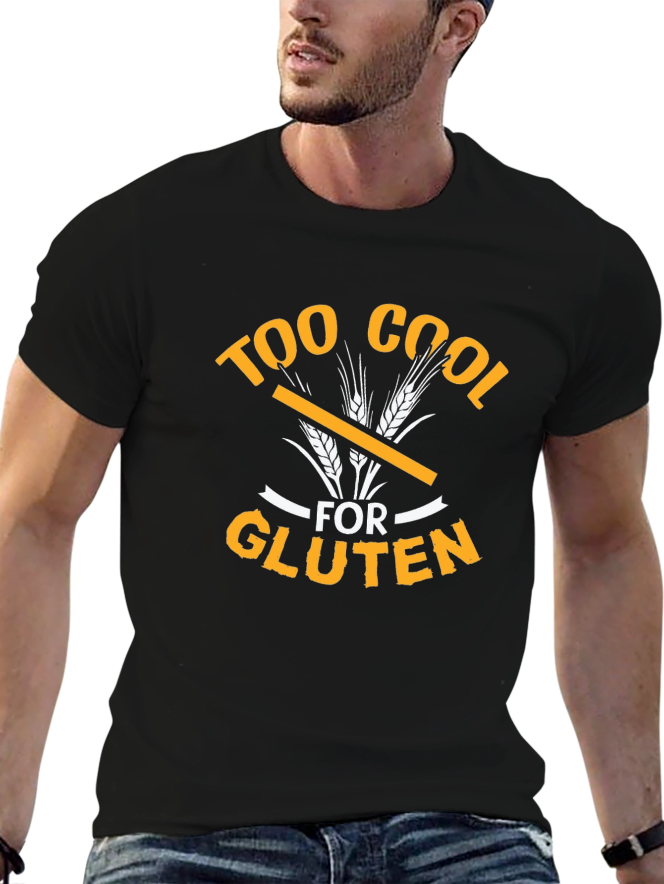 Black Too Cool For Gluten Graphic Tee - Black view 6