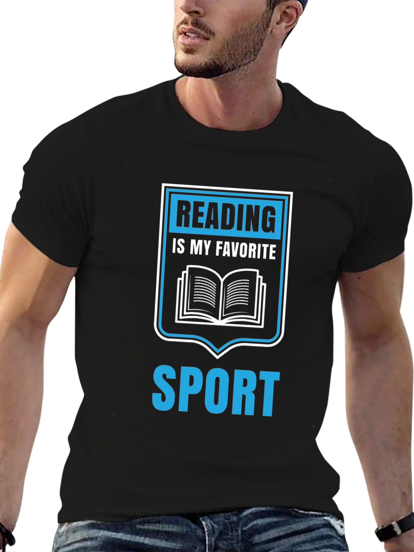 Black Reading is My Favorite Sport Black T-Shirt view 6