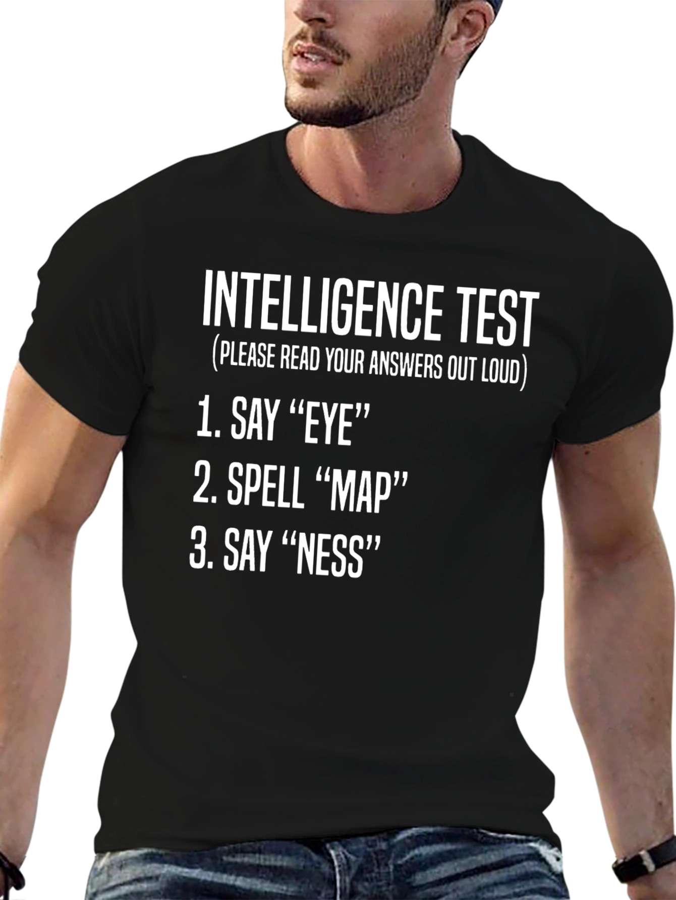 Black Intelligence Test Funny Black T-Shirt view 6