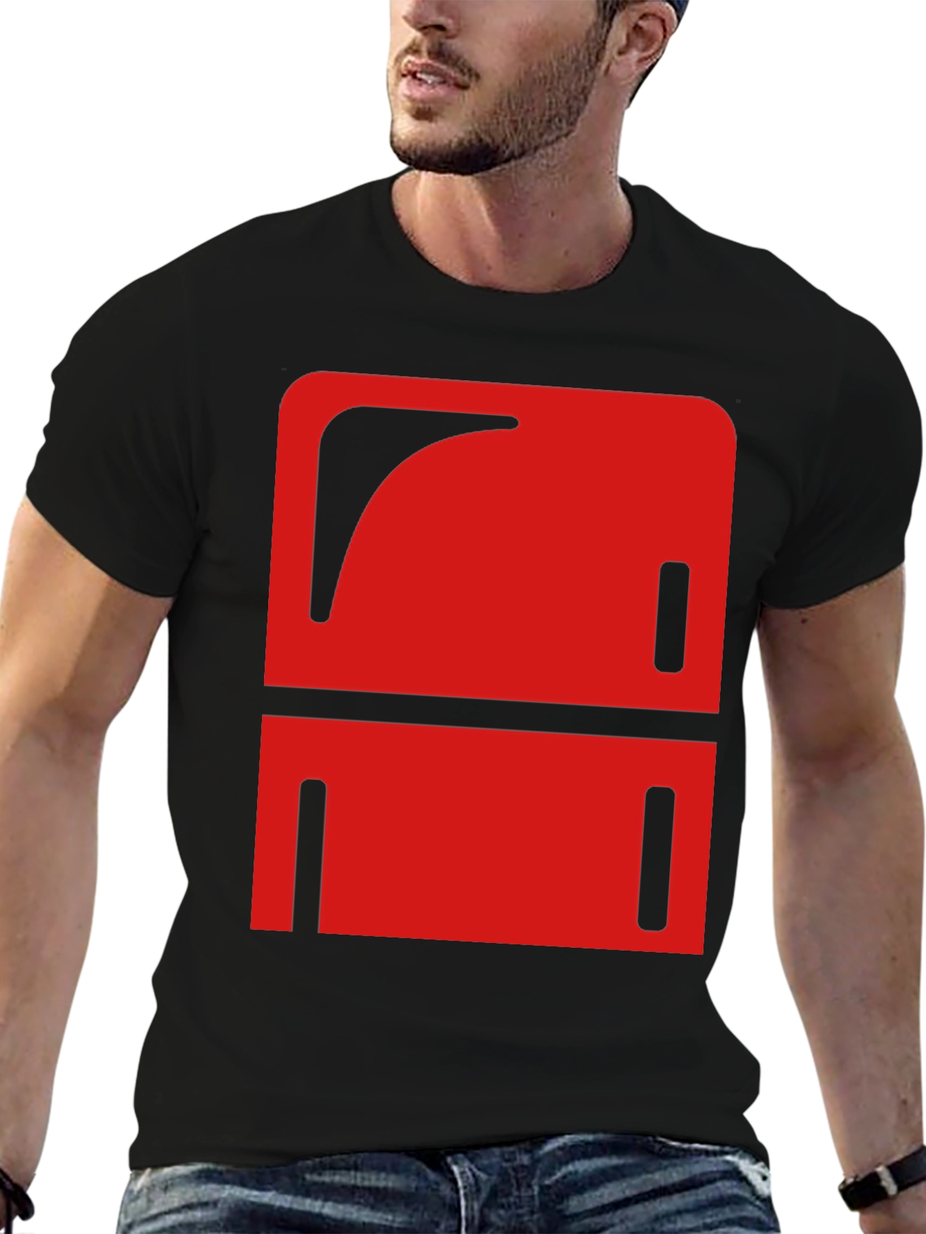 Black Abstract Red Graphic Print Black T-Shirt view 6