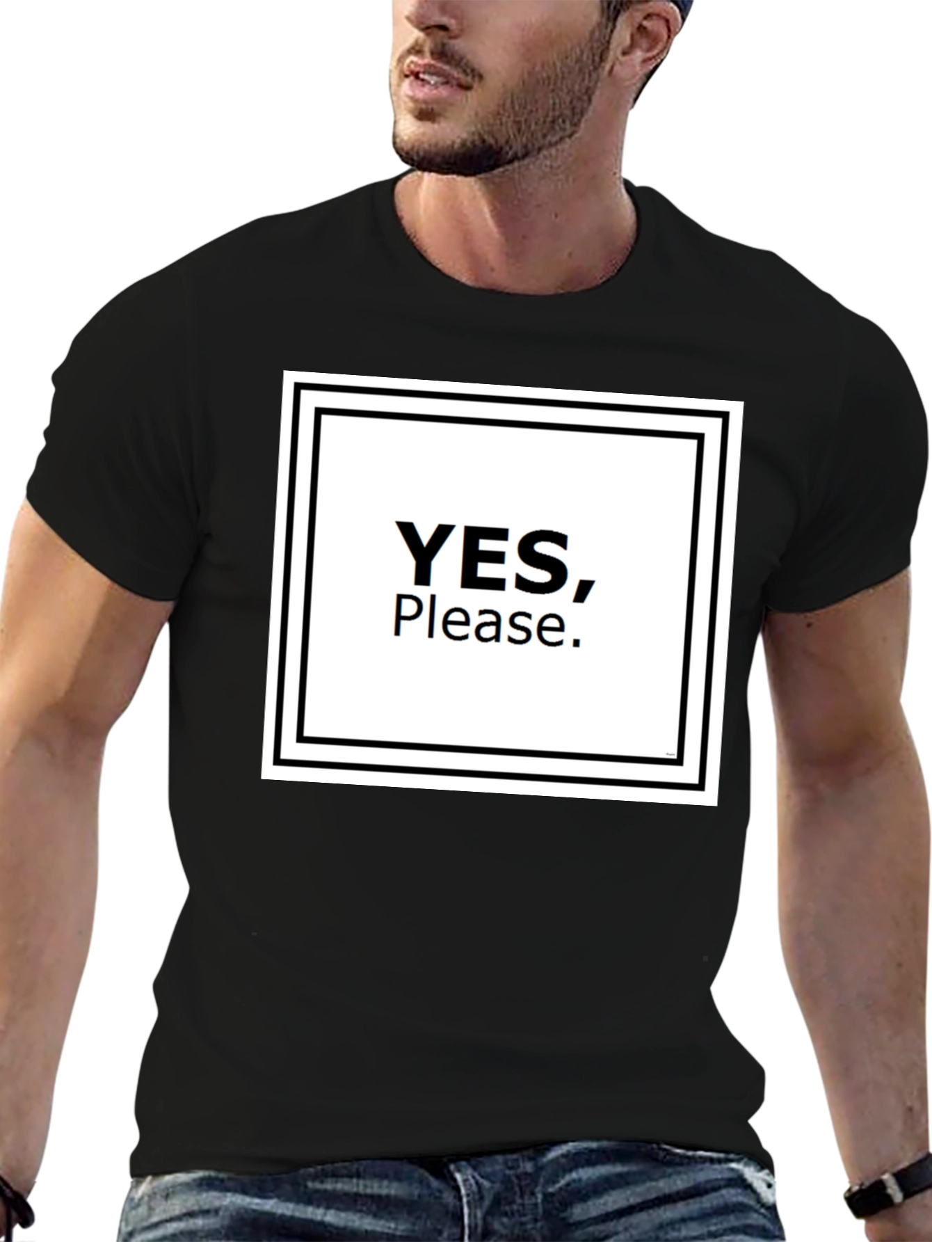 Black Yes, Please T-Shirt - Bold Graphic Tee view 6