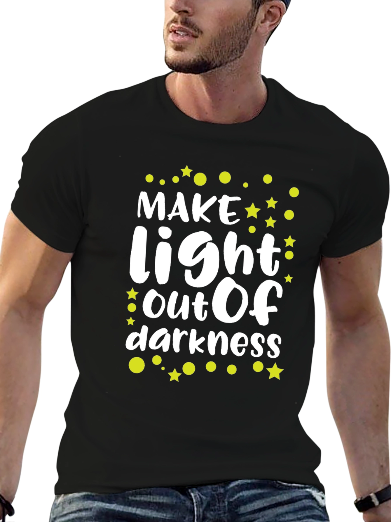 Black Inspirational 'Make Light Out of Darkness' Graphic Tee view 6