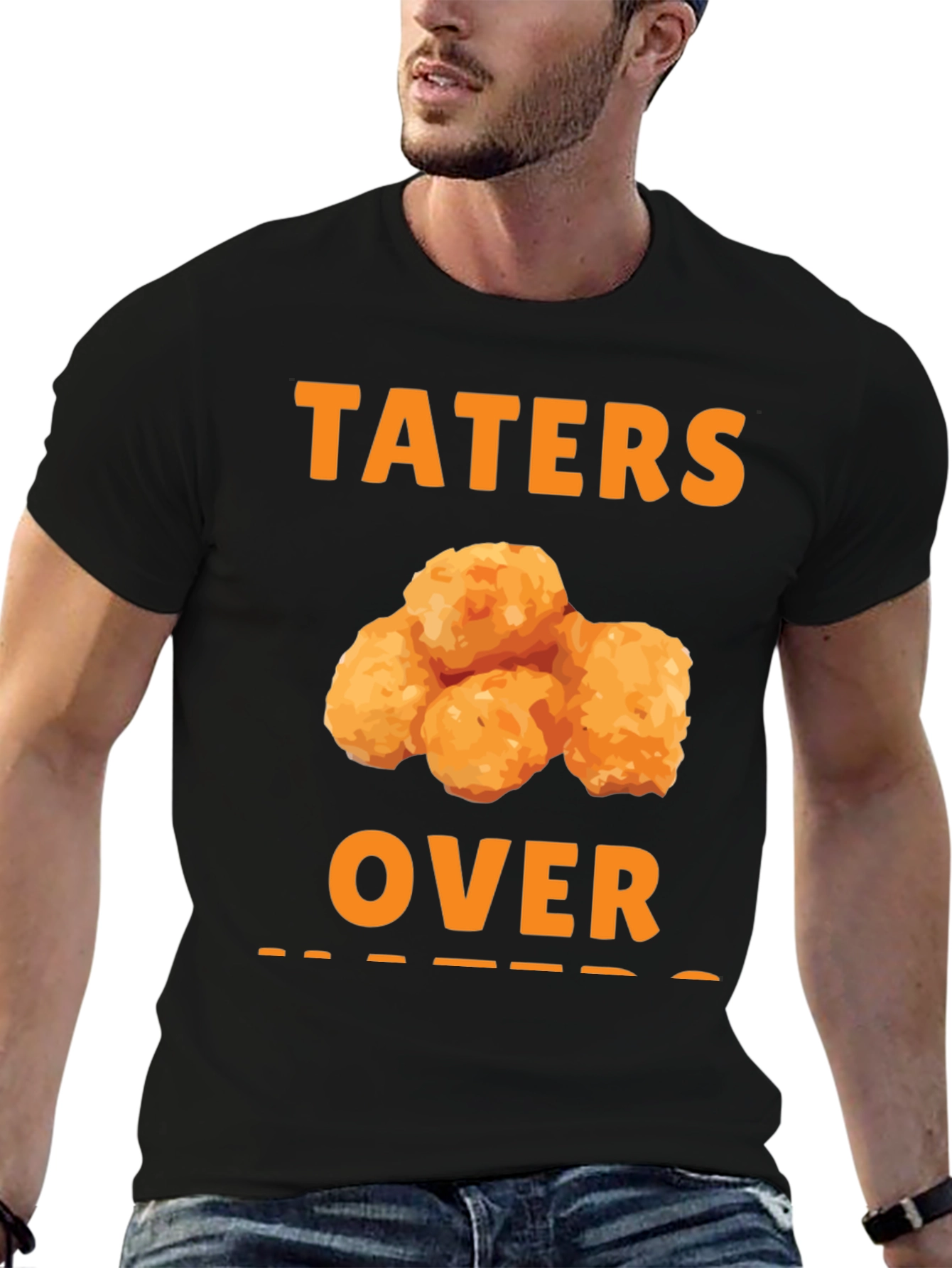 Black Taters Over Haters Funny T-Shirt view 6
