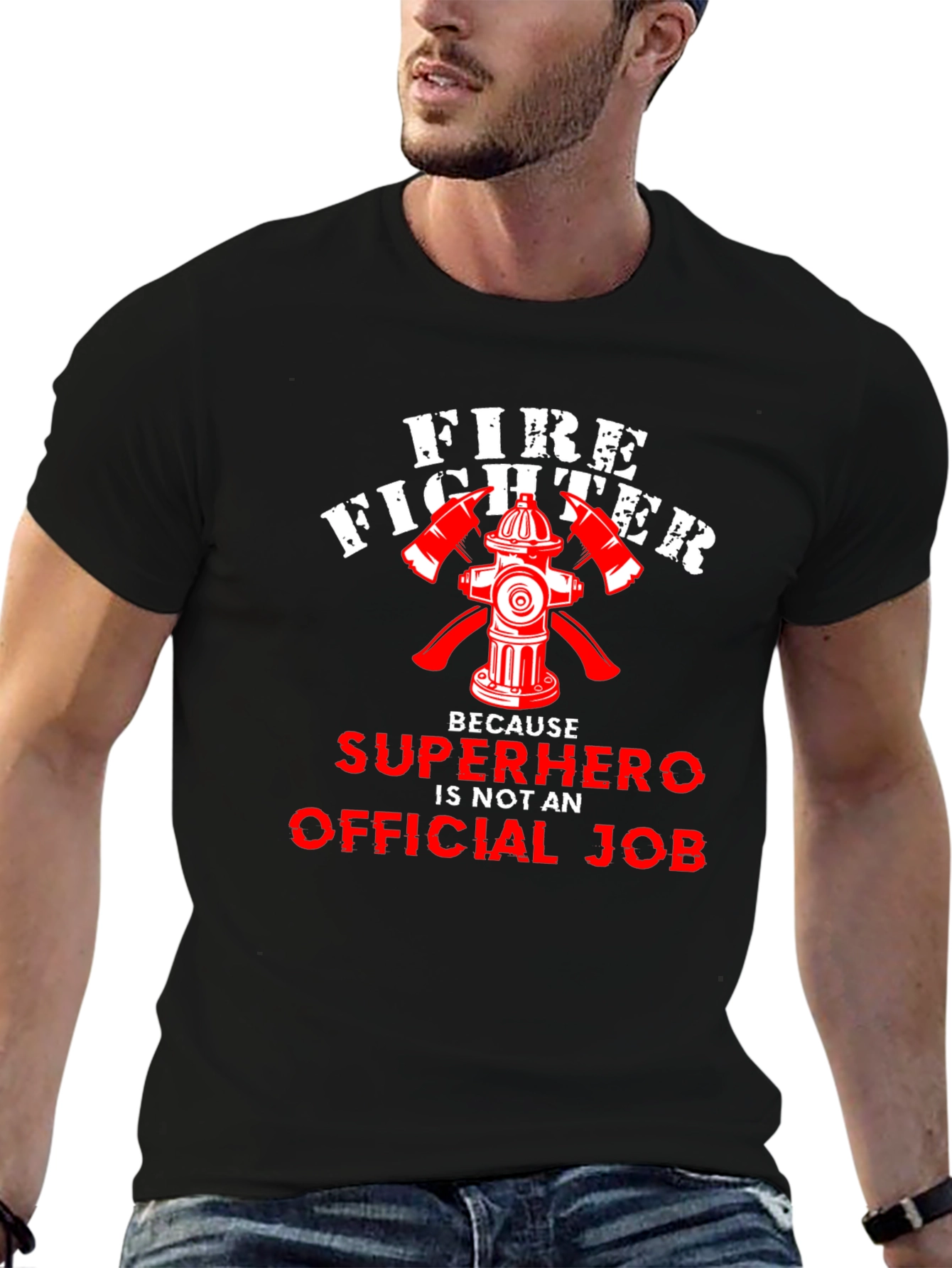 Black Firefighter Superhero Graphic Tee view 6
