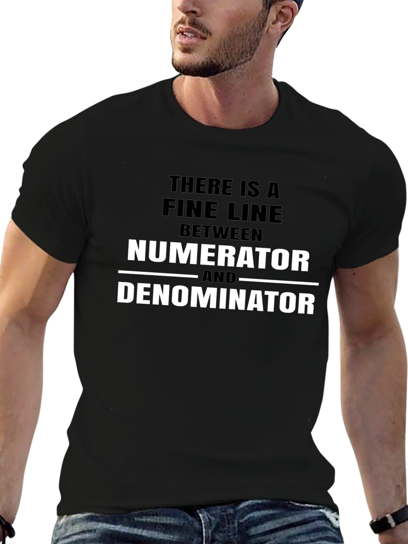 Black Numerator Denominator Math Pun Black T-Shirt view 6