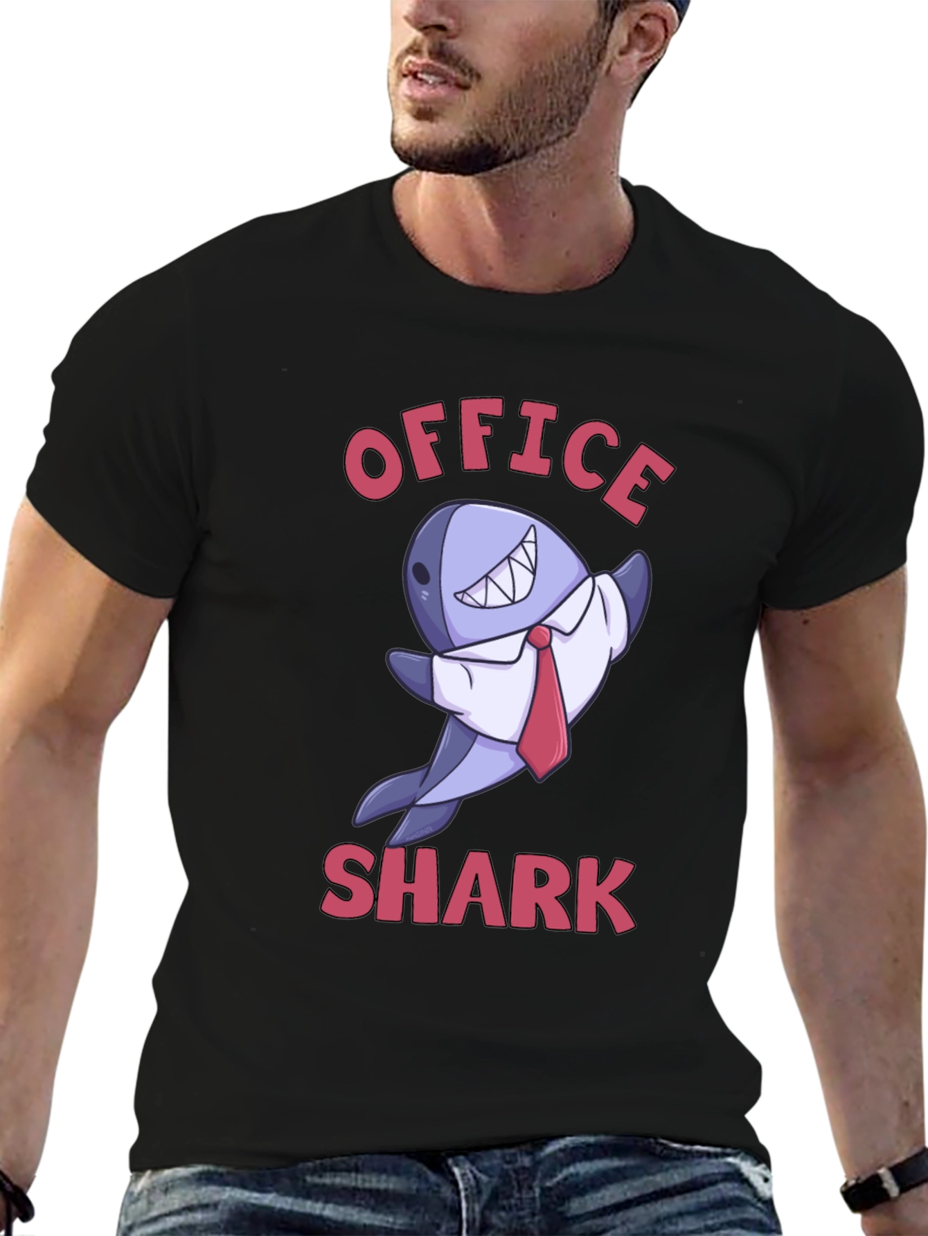 Black Office Shark Graphic T-Shirt - Funny & Unique! view 6
