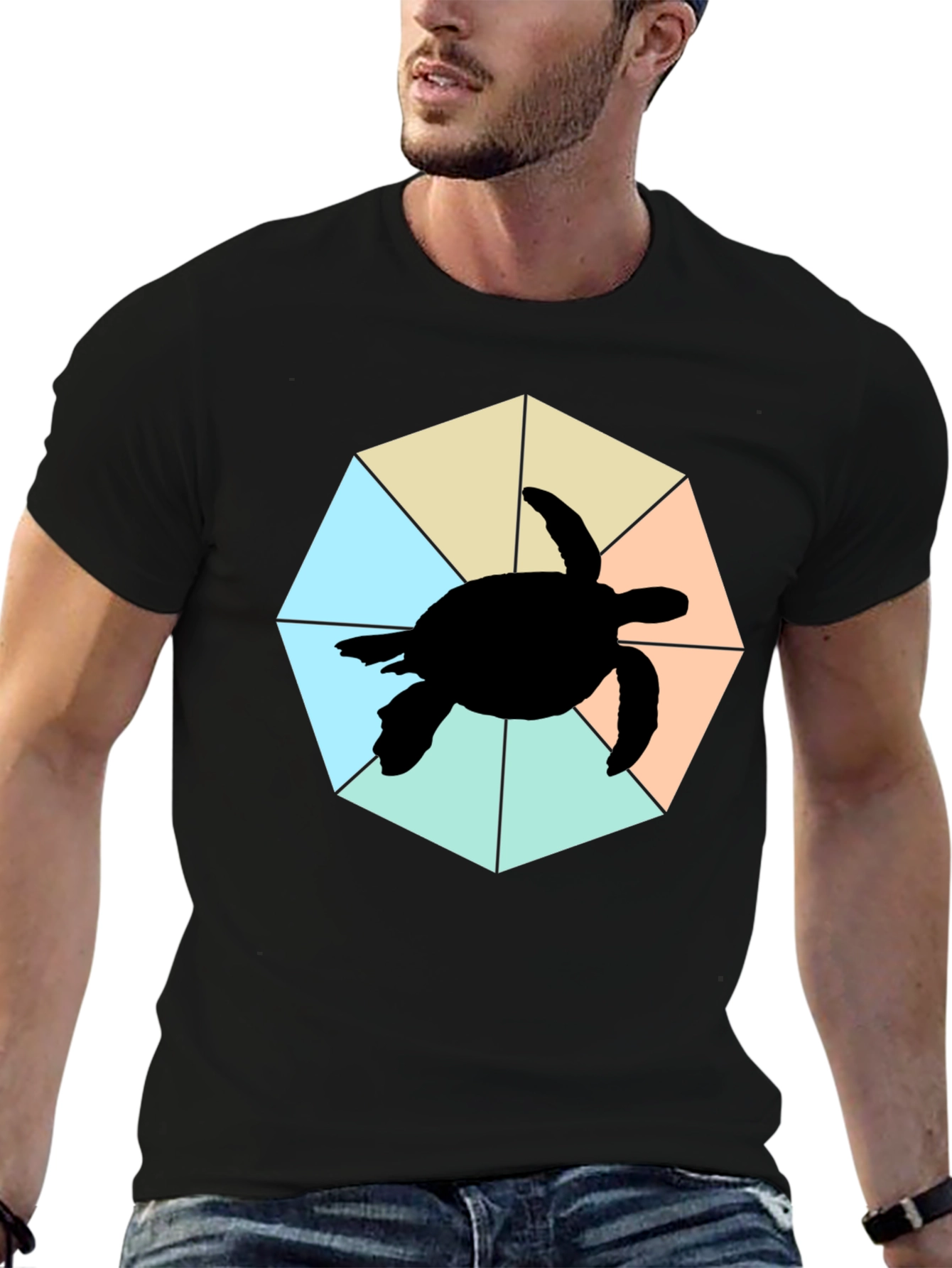 Black Sea Turtle Graphic Tee - Black Cotton Blend view 6