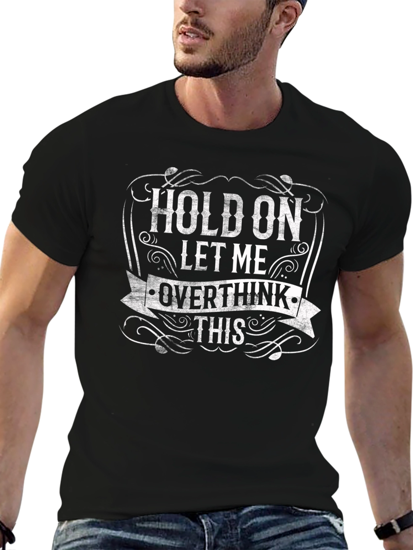 Black Overthink T-Shirt Funny Quote Tee view 6