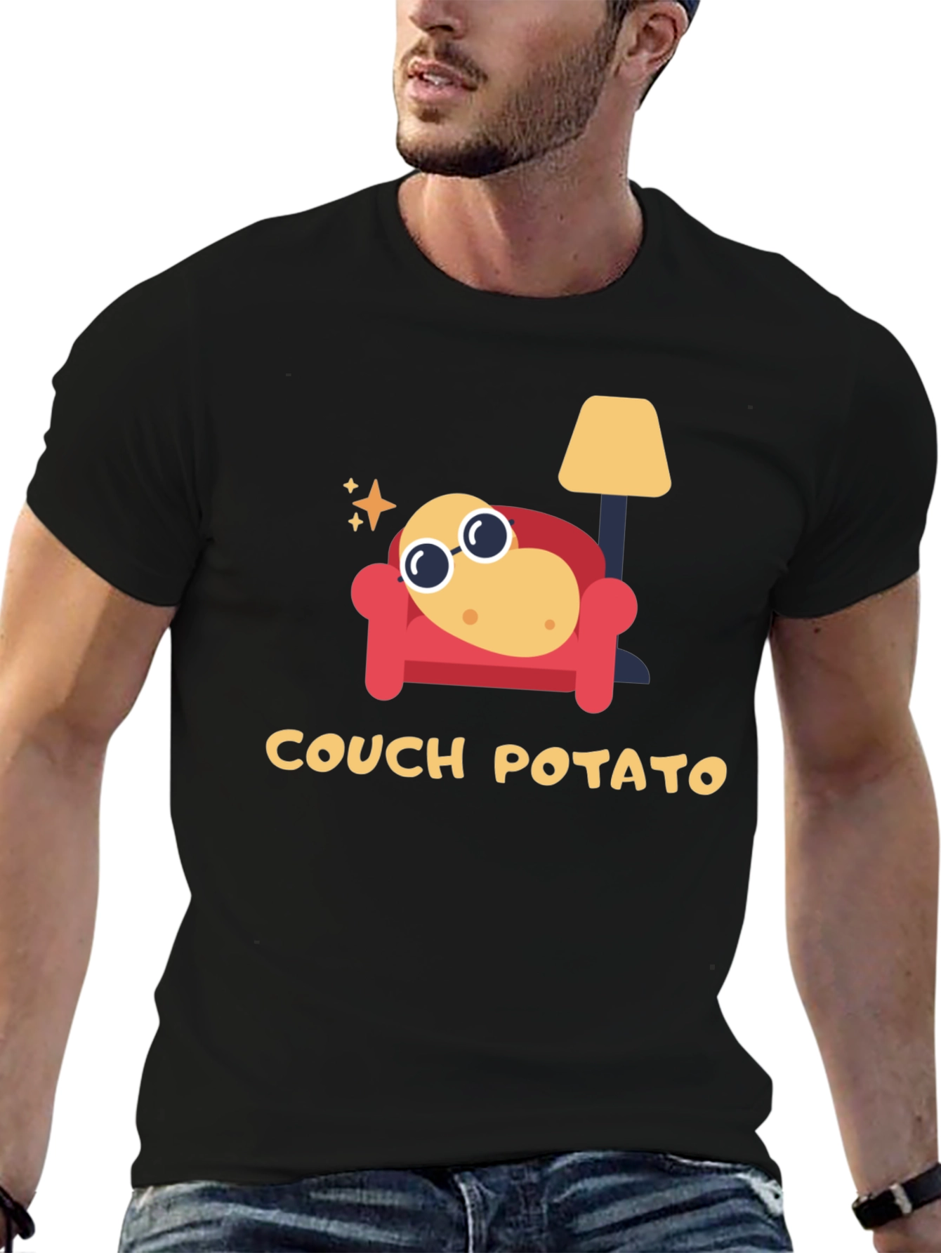 Black Couch Potato Graphic Tee - Lazy Day Comfort view 6