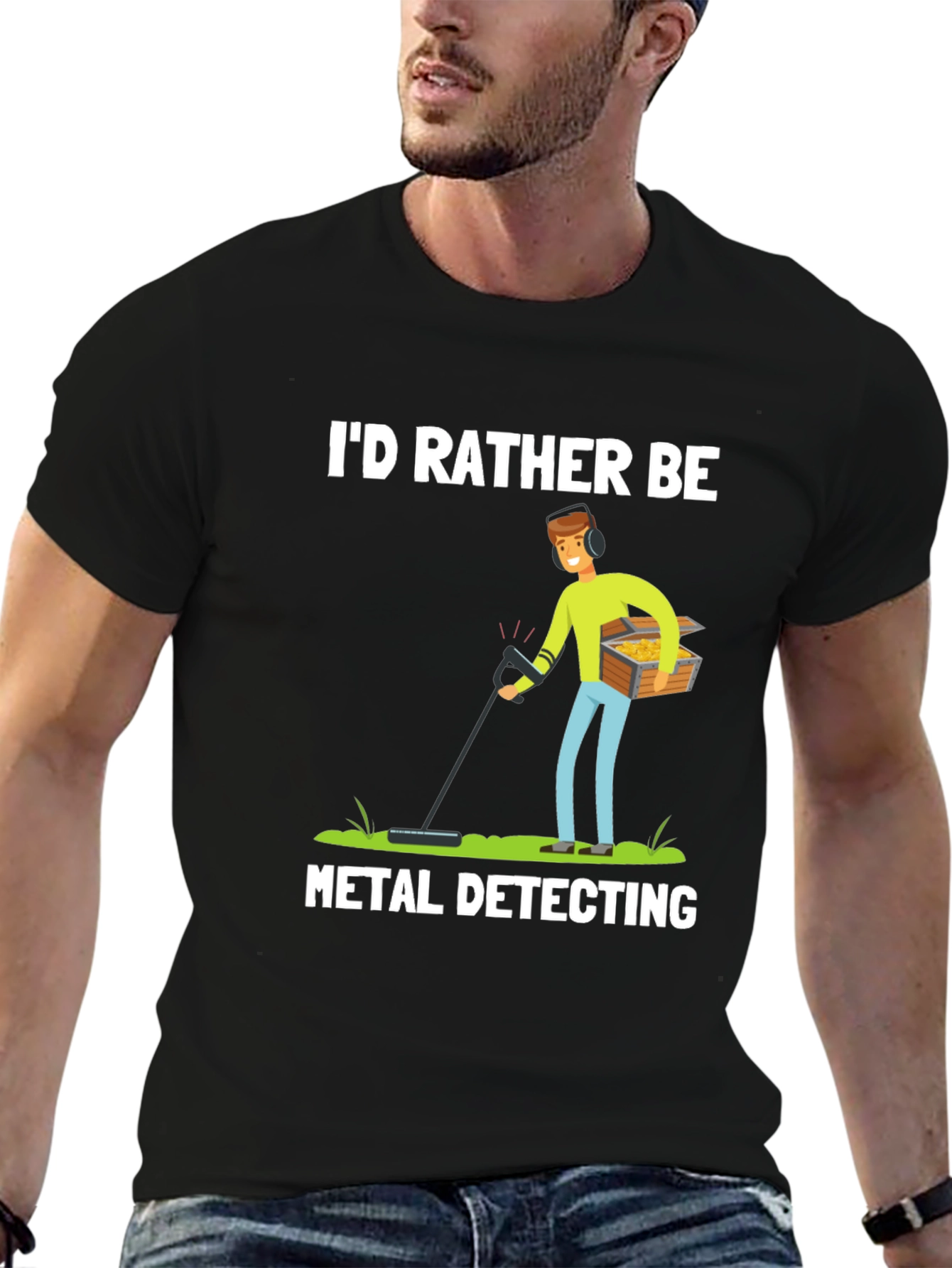 Black Metal Detecting Graphic Tee view 6