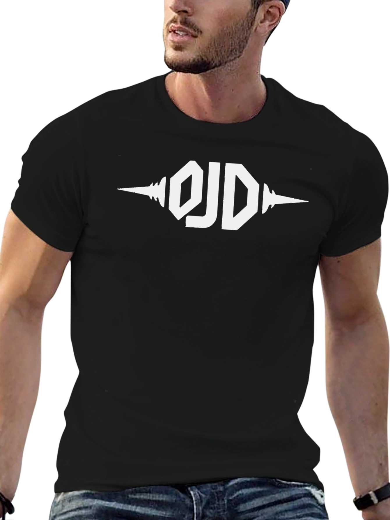 Black Black T-Shirt with White 'OJD' Logo view 6