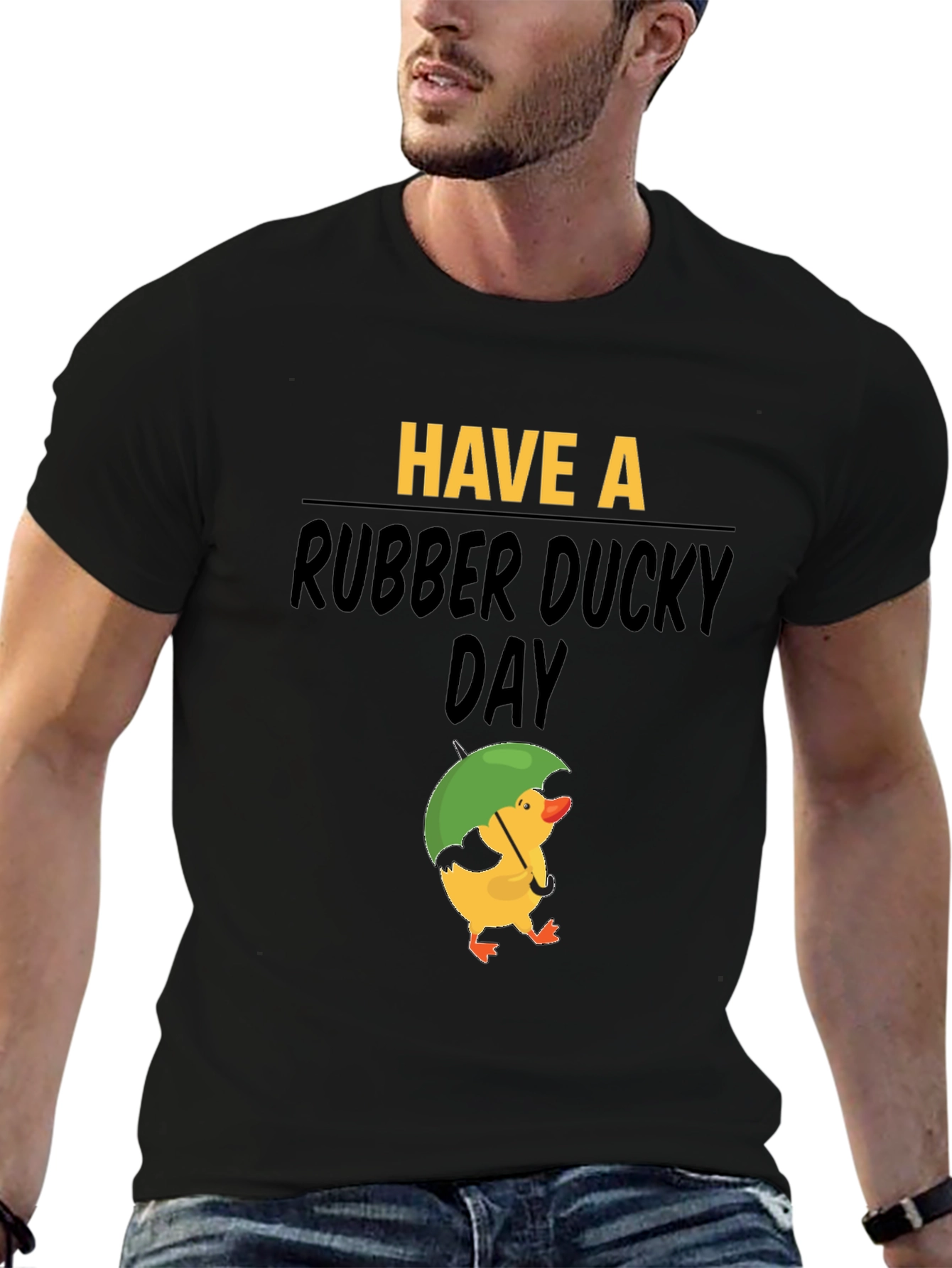 Black Rubber Ducky Day Graphic Tee - Black Cotton T-Shirt view 6