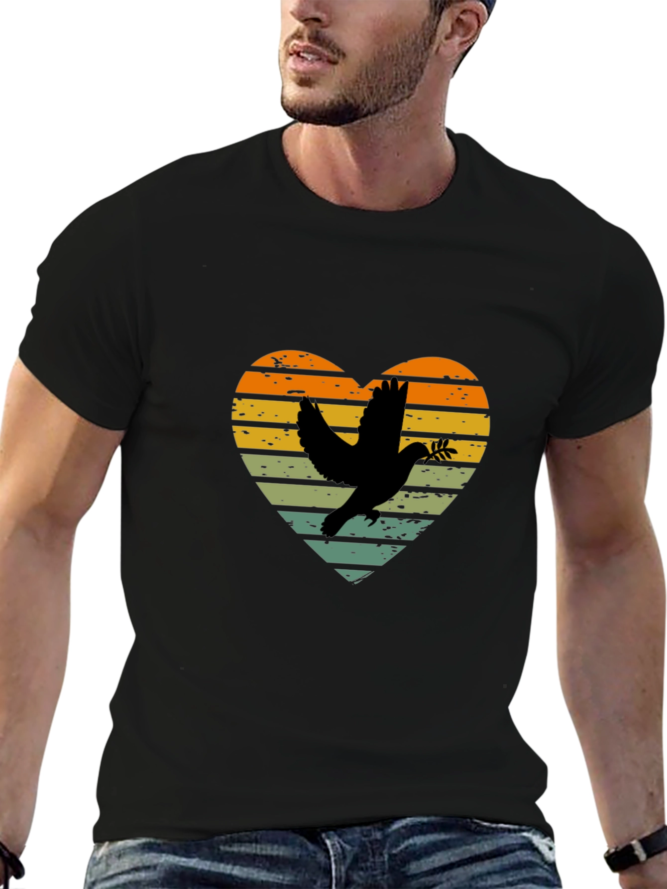 Dove Heart Graphic T-Shirt - Peace & Love Design - 6