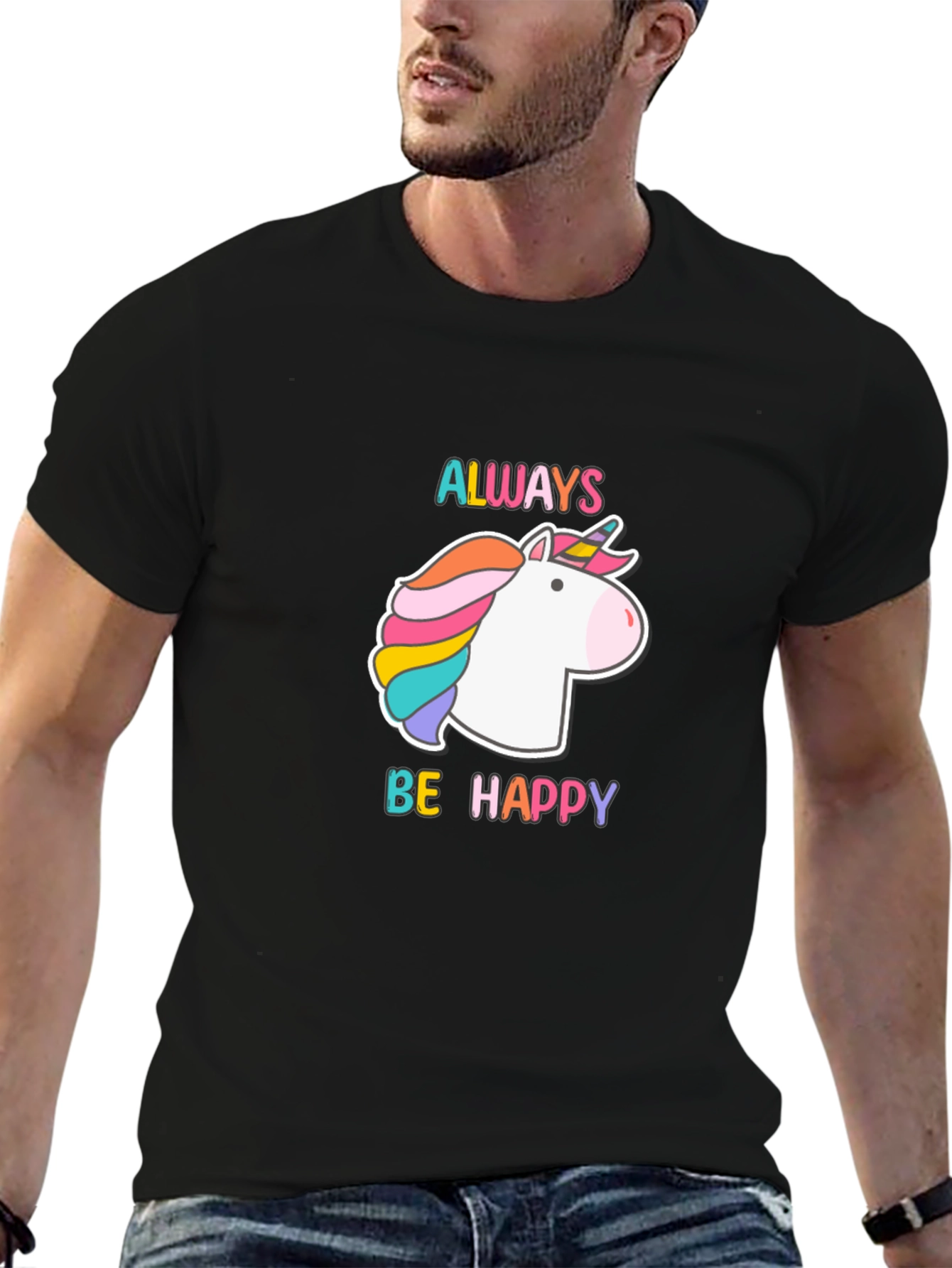 Black Unicorn 'Always Be Happy' Black Tee view 6