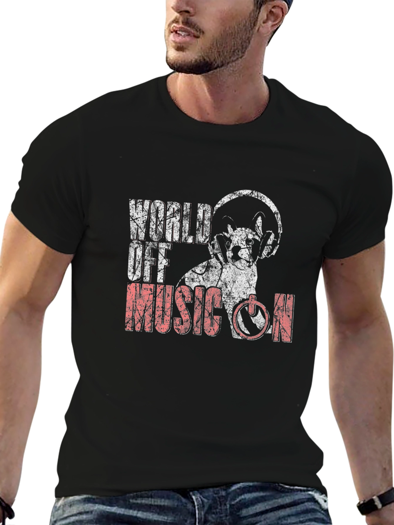 Black World Off Music On Graphic Tee view 6