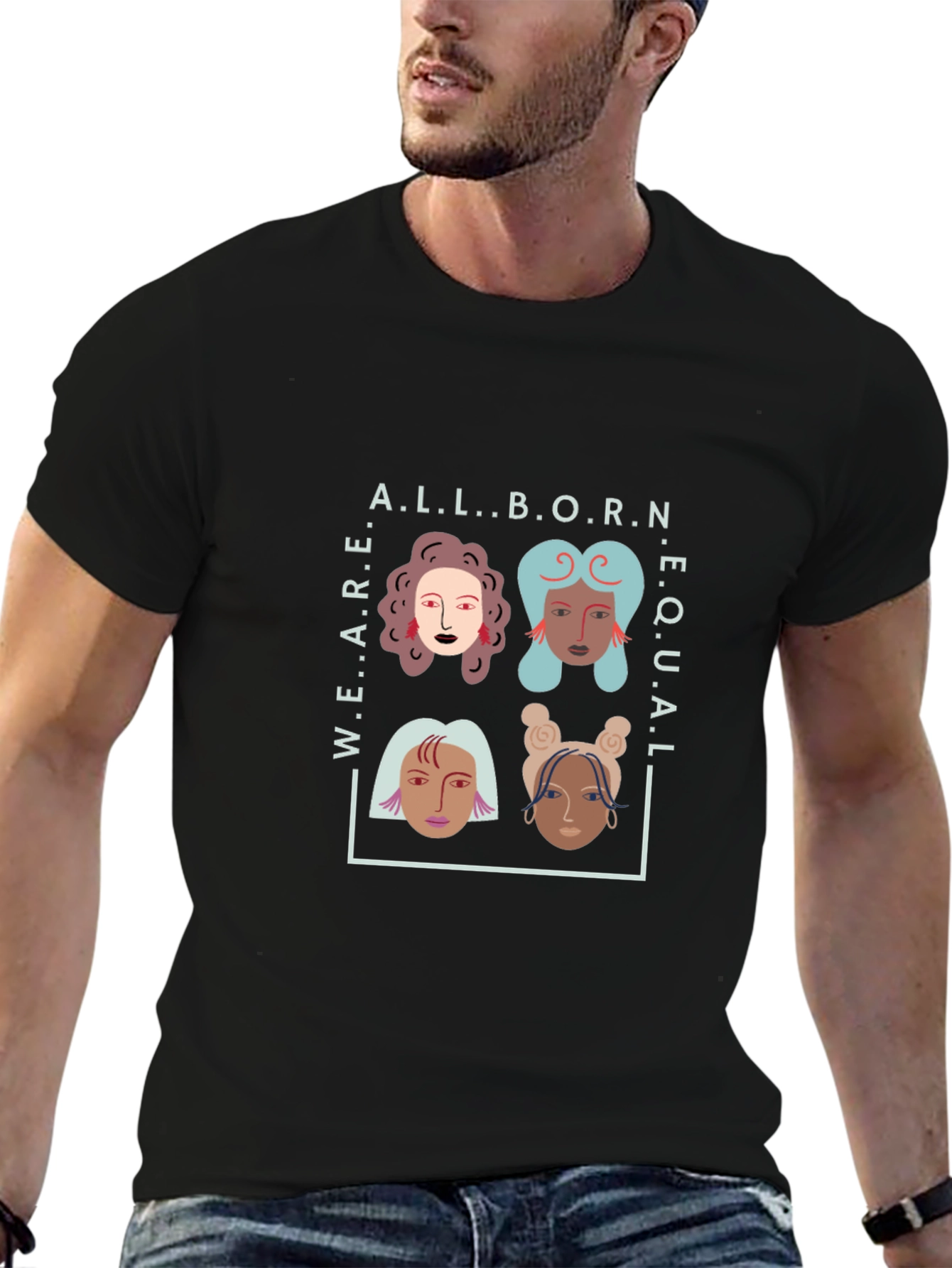 Black All Born Equal T-Shirt view 6