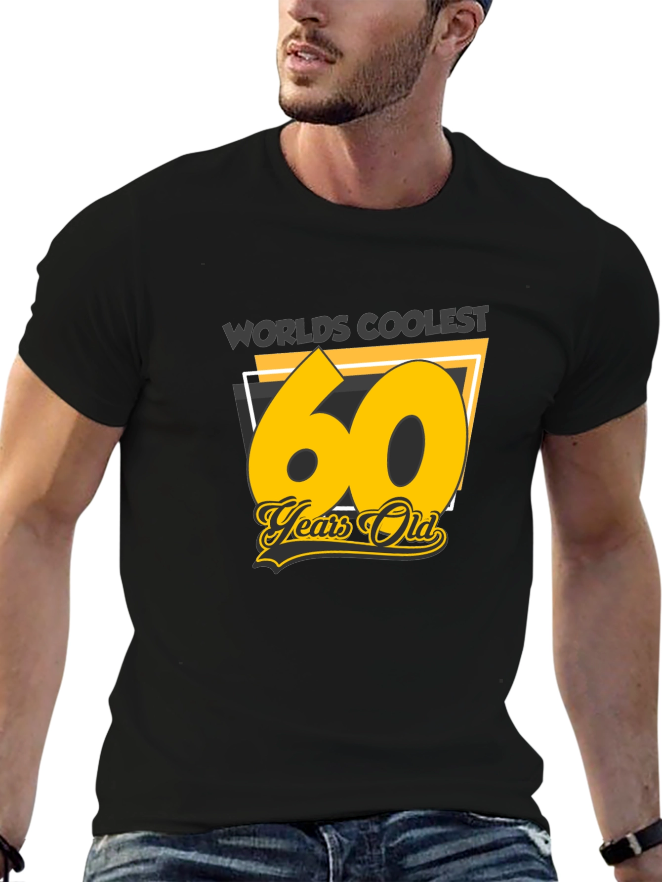 Black Worlds Coolest 60 Years Old Black T-Shirt view 6