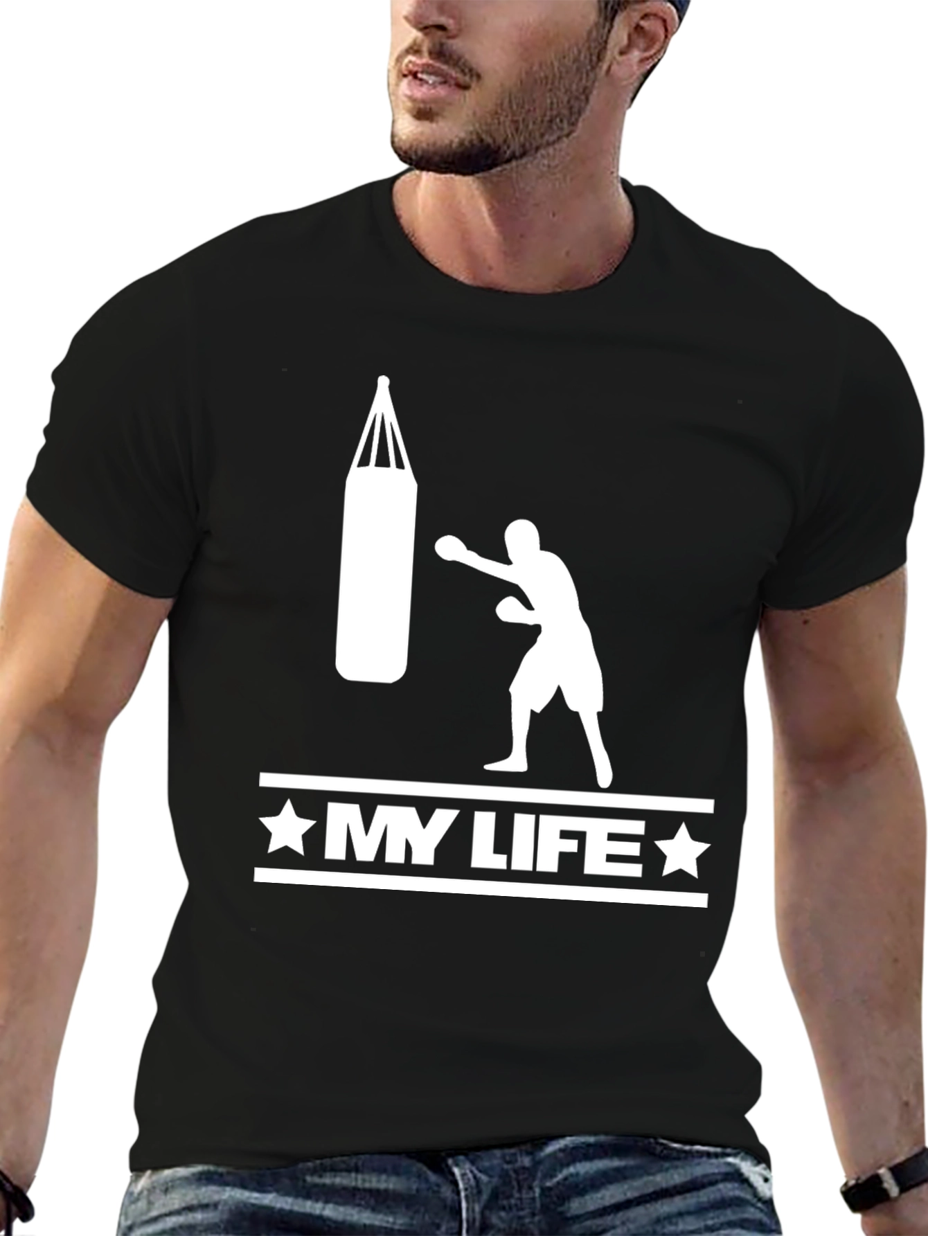 Black Boxing My Life T-Shirt - Punching Bag Graphic Tee view 6