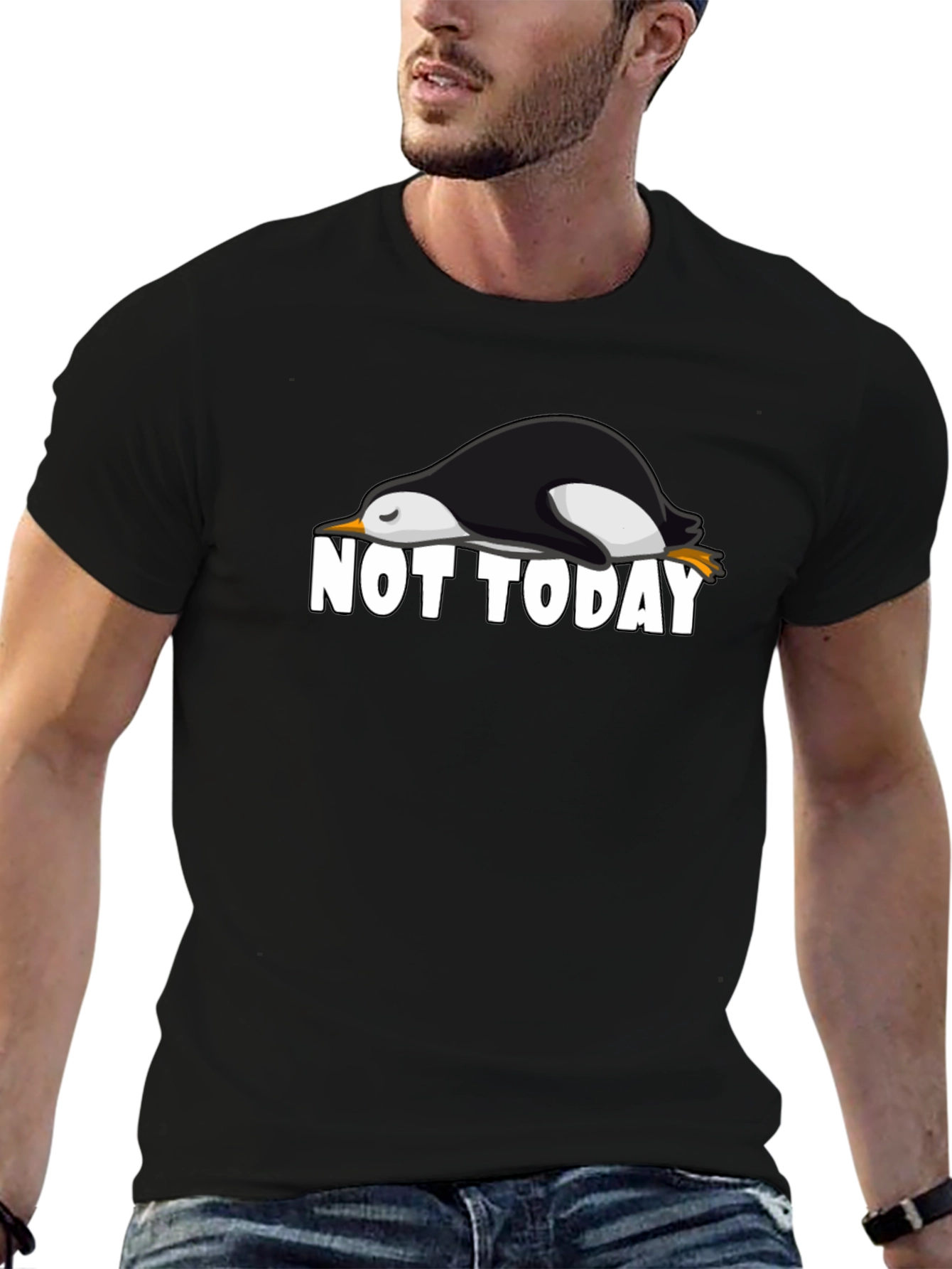 Black Not Today Penguin Graphic Tee - Black view 6