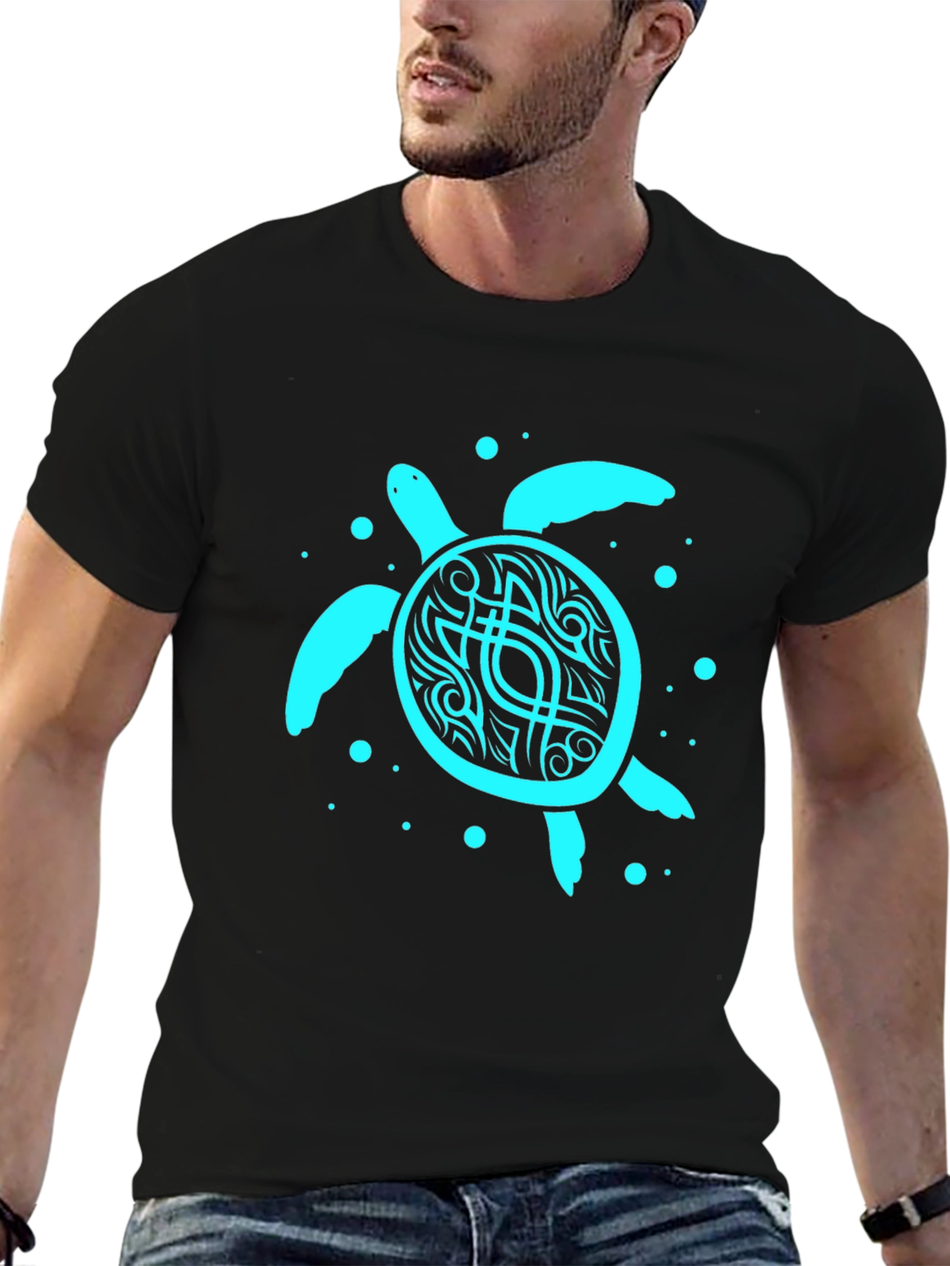 Black Men's Turtle Graphic Tee - Black view 6