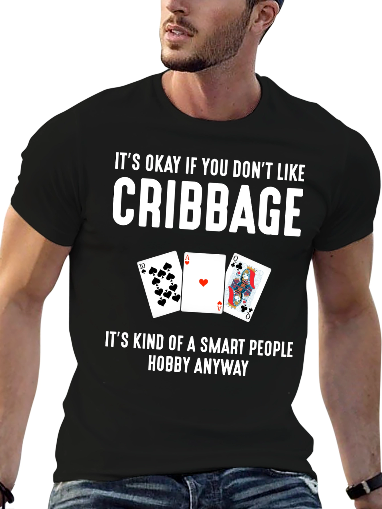 Black Cribbage Smart People Hobby Graphic Tee view 6