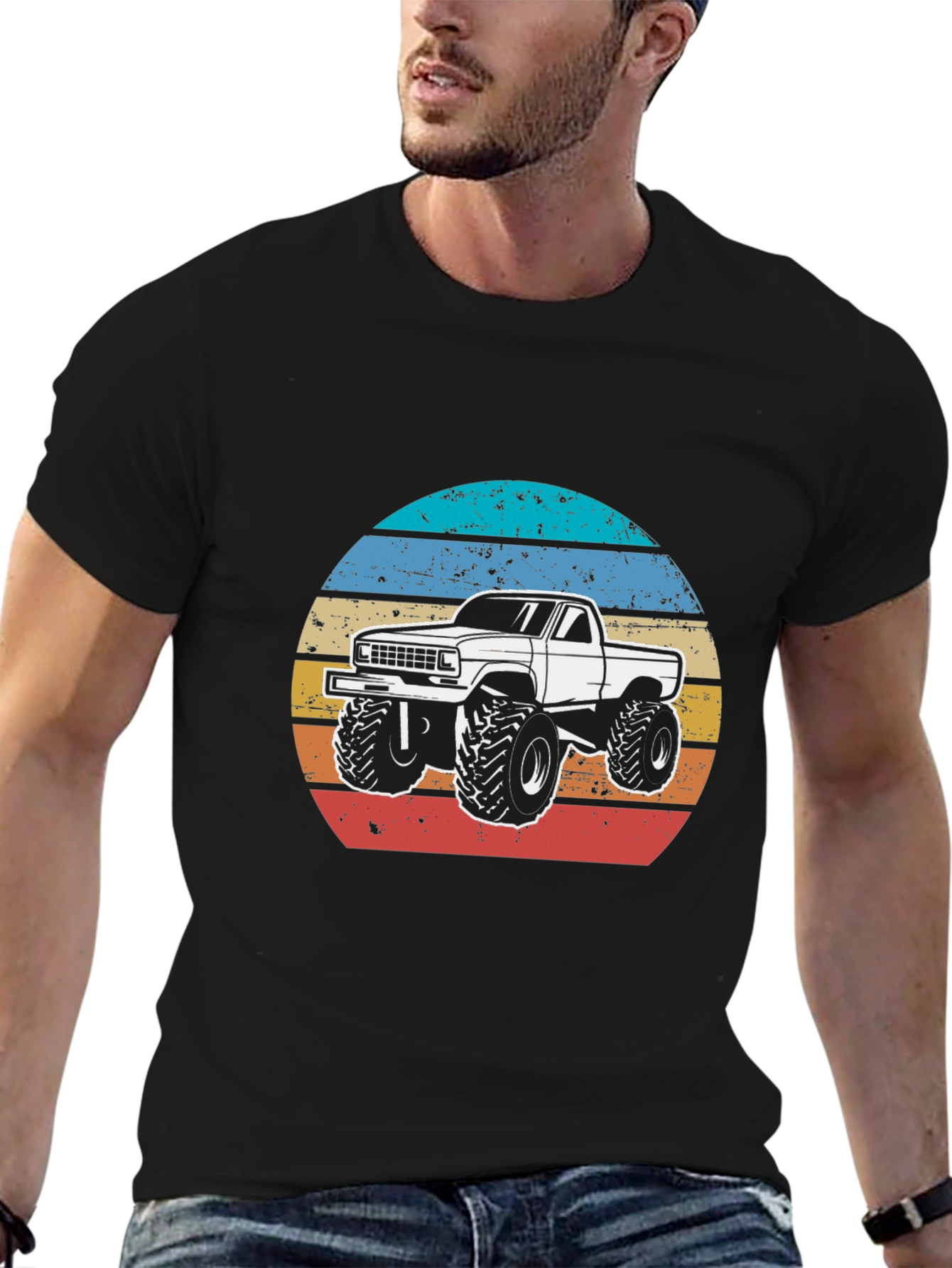 Black Retro Truck T-Shirt - Vintage Style Monster Truck Tee view 6