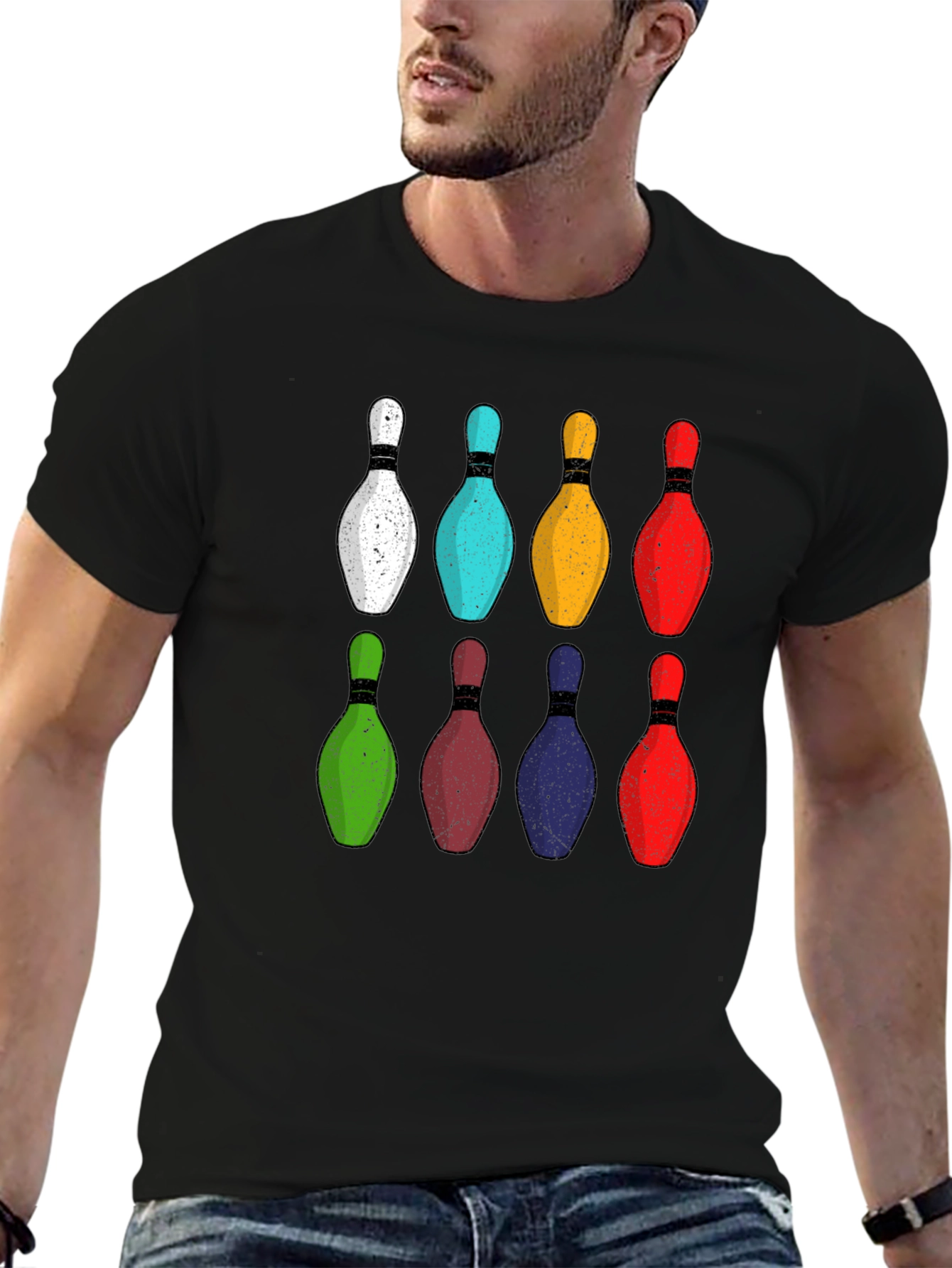 Black Bowling Pins Graphic Tee view 6