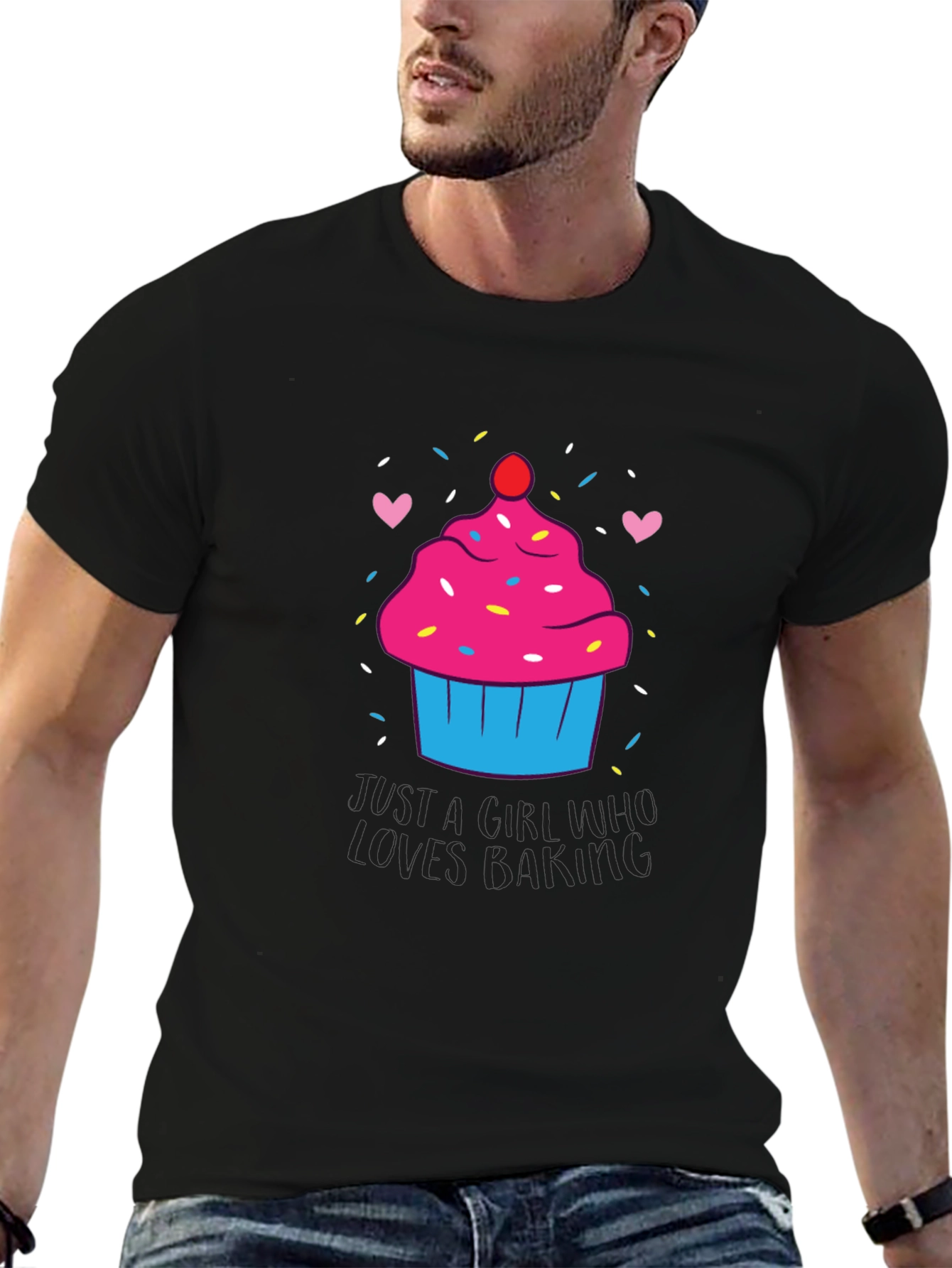 Black Cupcake Baking Lover T-Shirt view 6