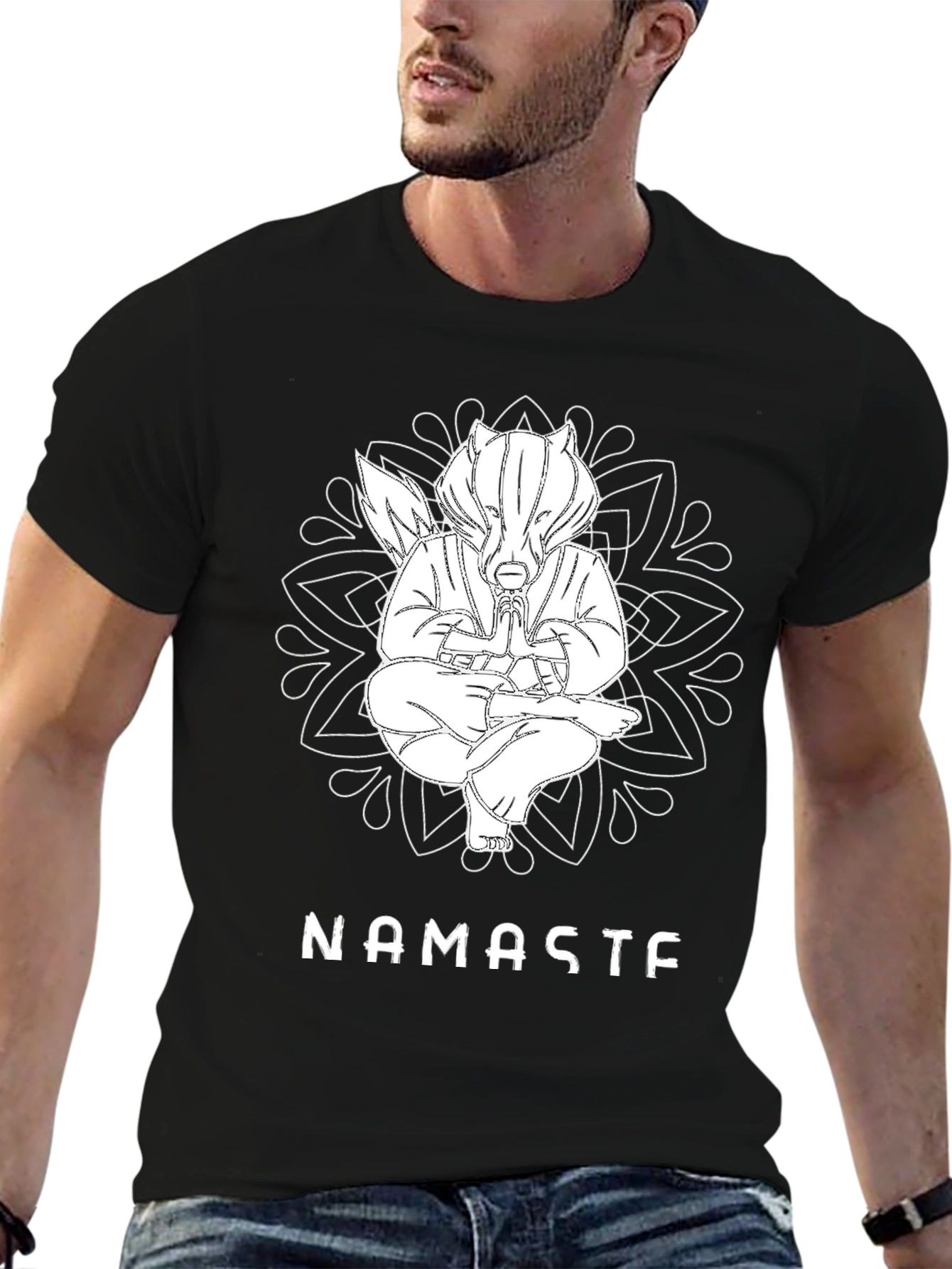 Black Namaste Badger Black T-Shirt view 6