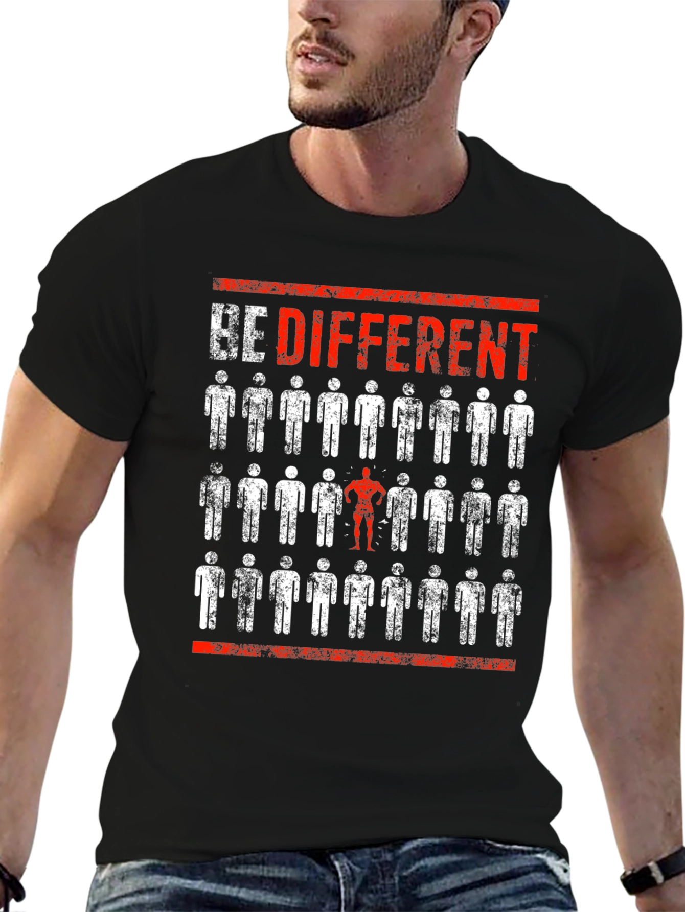 Black Be Different Graphic T-Shirt view 6