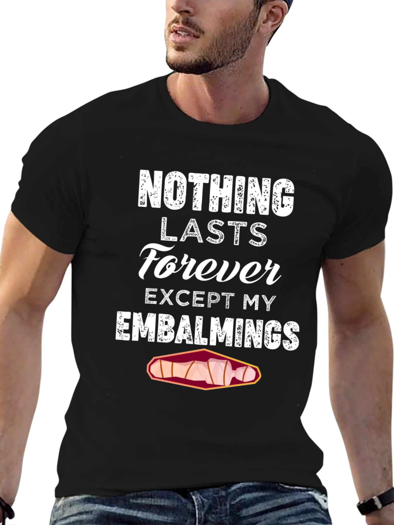 Black Nothing Lasts Forever Embalming T-Shirt view 6