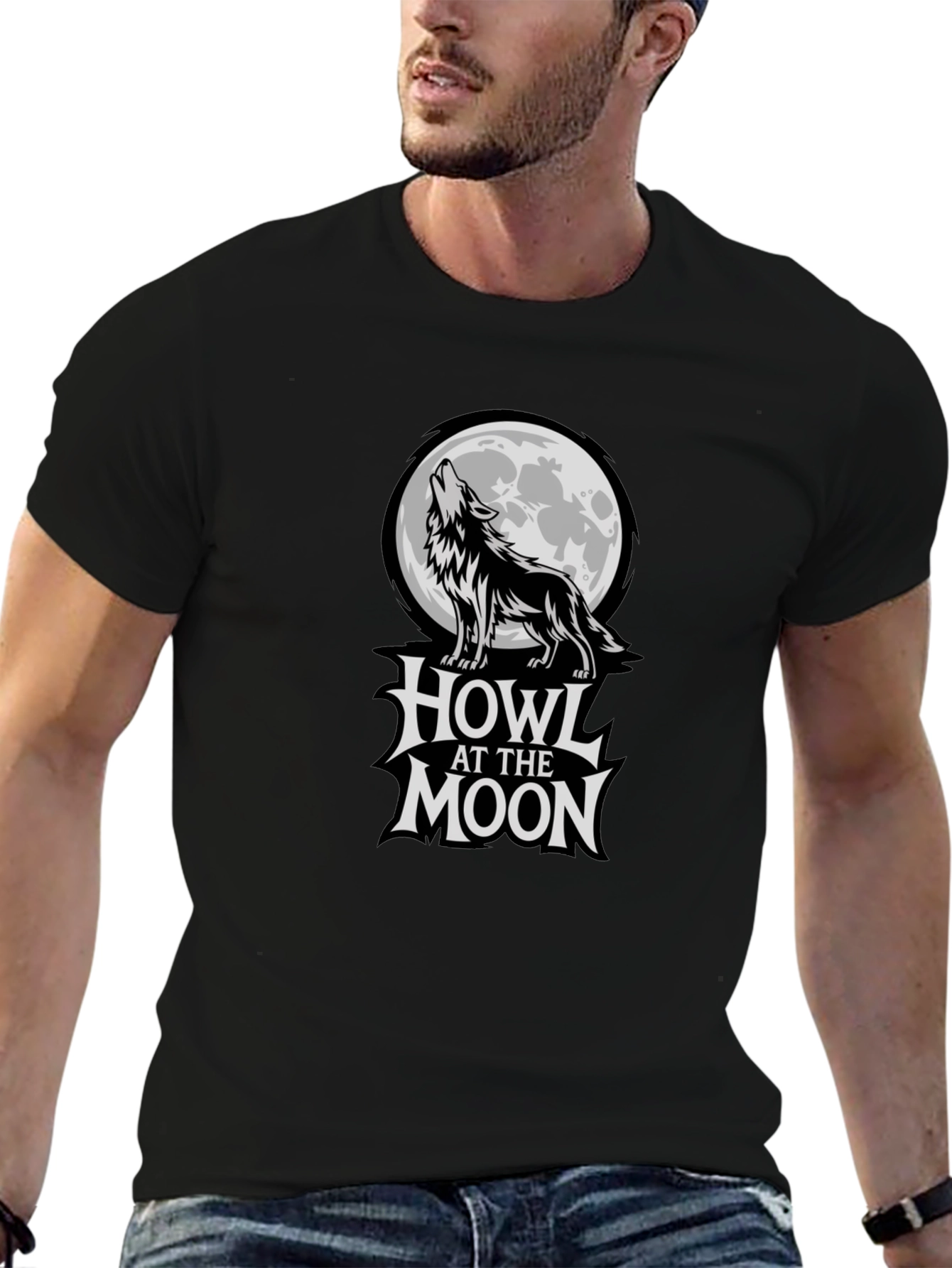 Black Howl at the Moon Graphic T-Shirt - Black view 6