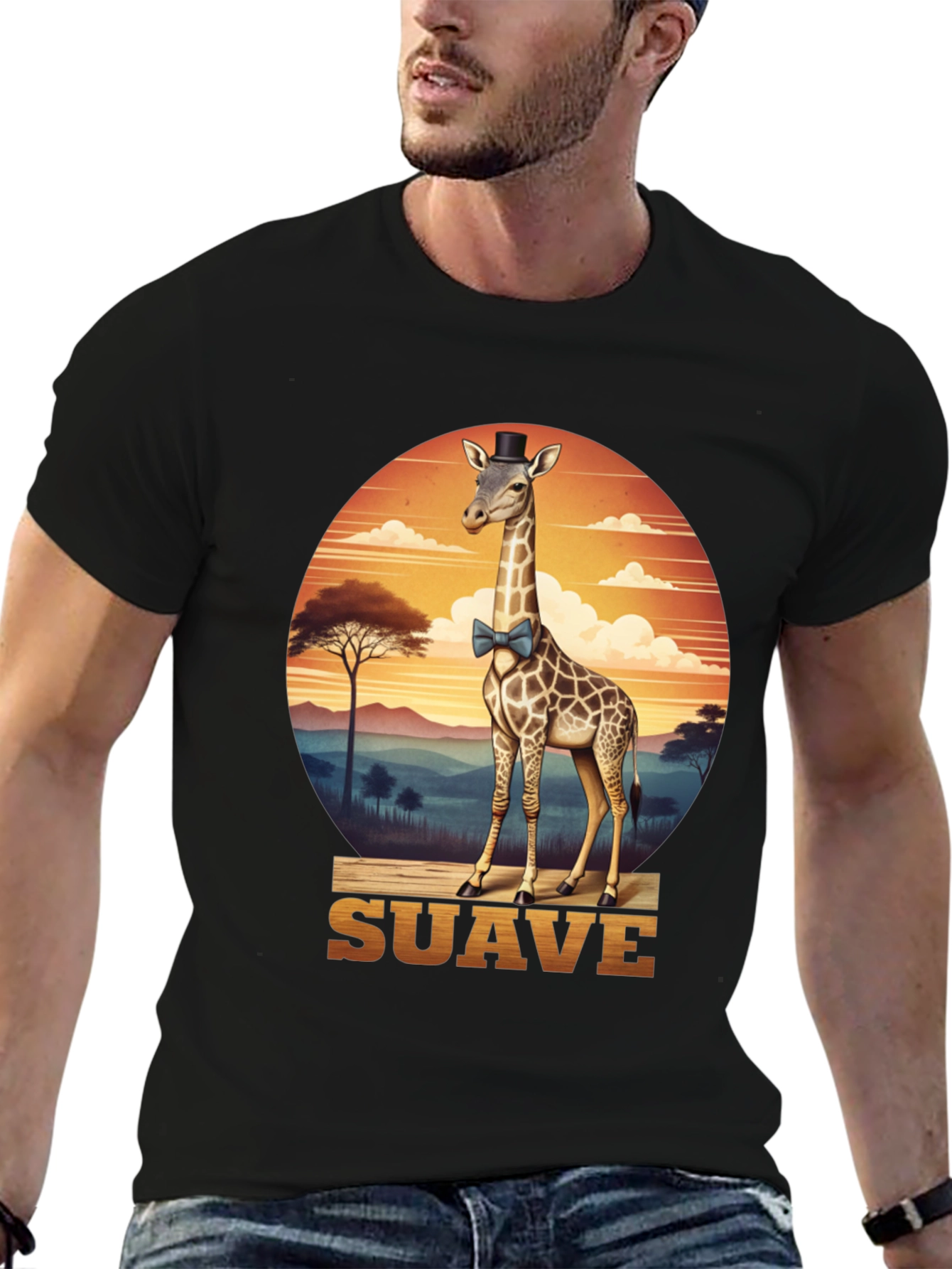 Black Suave Giraffe T-Shirt view 6