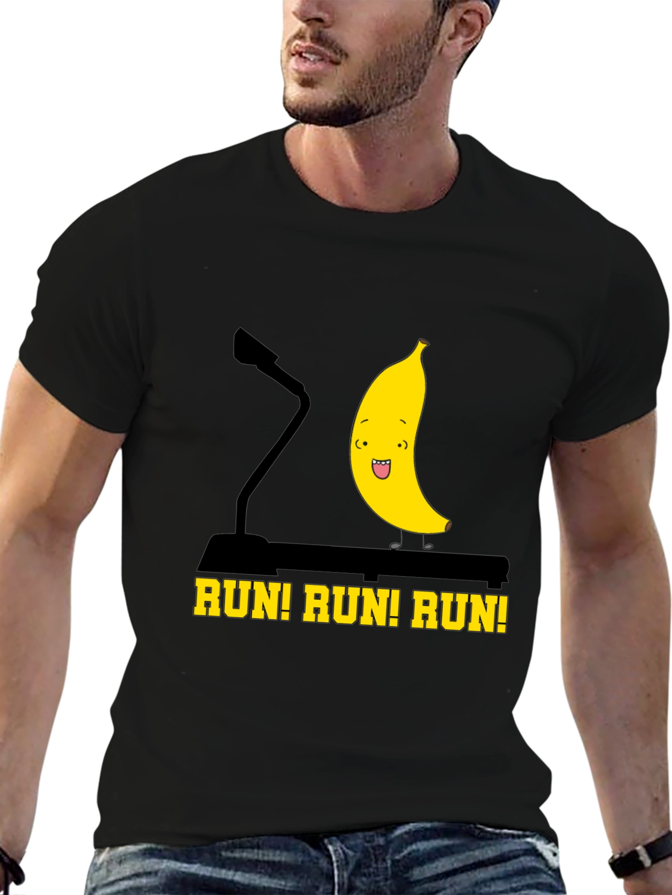 Black Run Banana Run Funny Graphic Tee view 6