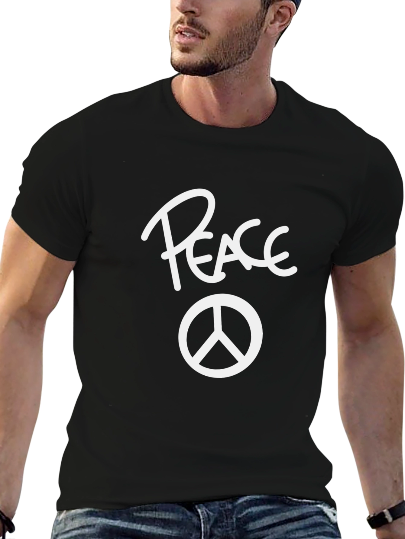 Black Peace Sign Black T-Shirt view 6